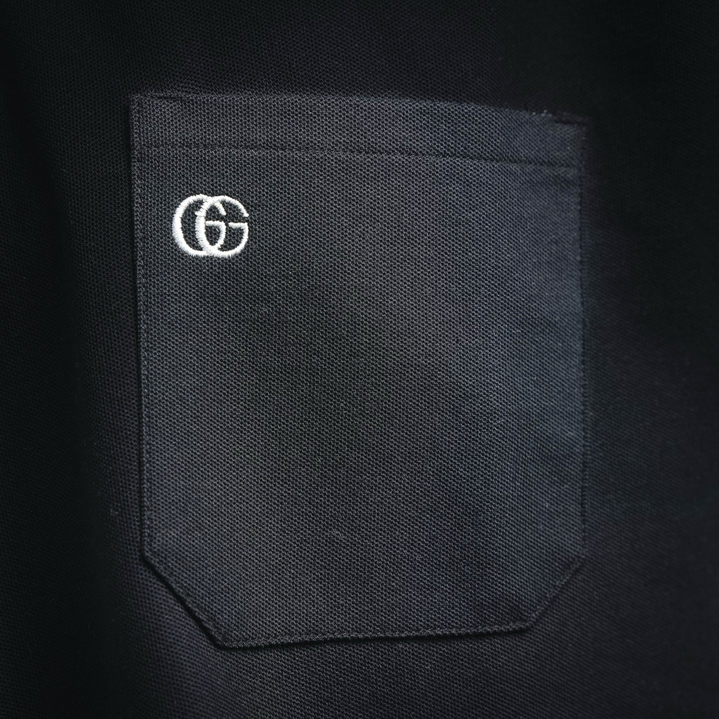 GUCCI 古驰26SS 经典口袋双G刺绣小标短袖Polo衫 黑色 白色 浅灰