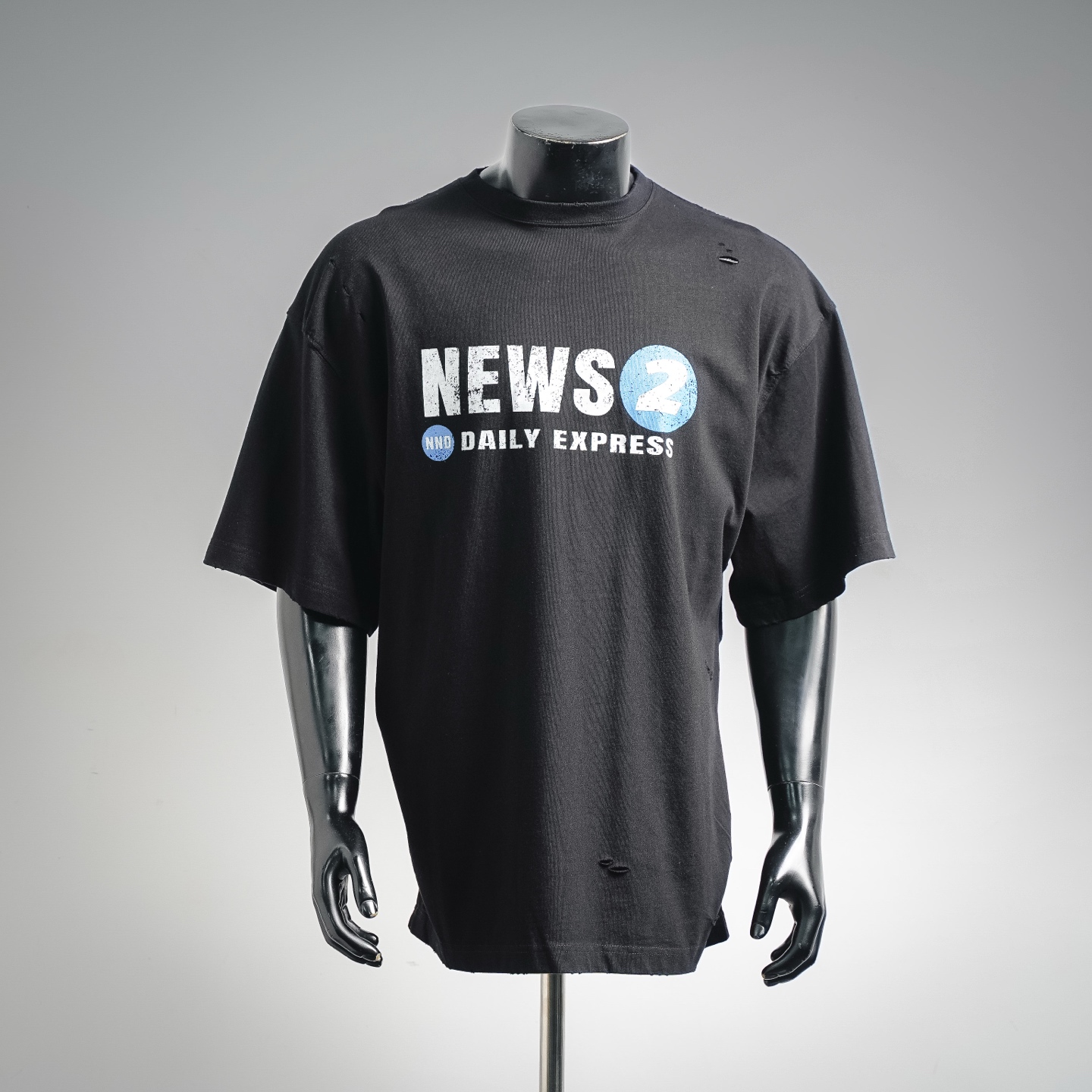 NO PUBLIK西瓜 NEWS 2破损字母洗水做旧印花短袖T恤