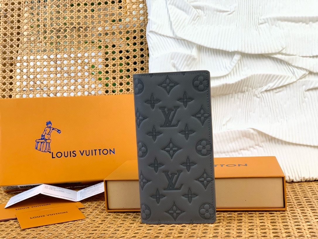 Louis Vuitton Geldbörse Kleine Brieftasche Grau Rindsleder M62665