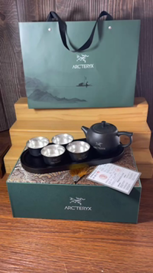 ARCTERYX Tea Set - Black Ceramic Tea Set with Silver Plated Cups, Gift Set 1 ARCTERYX Tea Set - Black Ceramic Tea Set with Silver Plated Cups, Gift Set