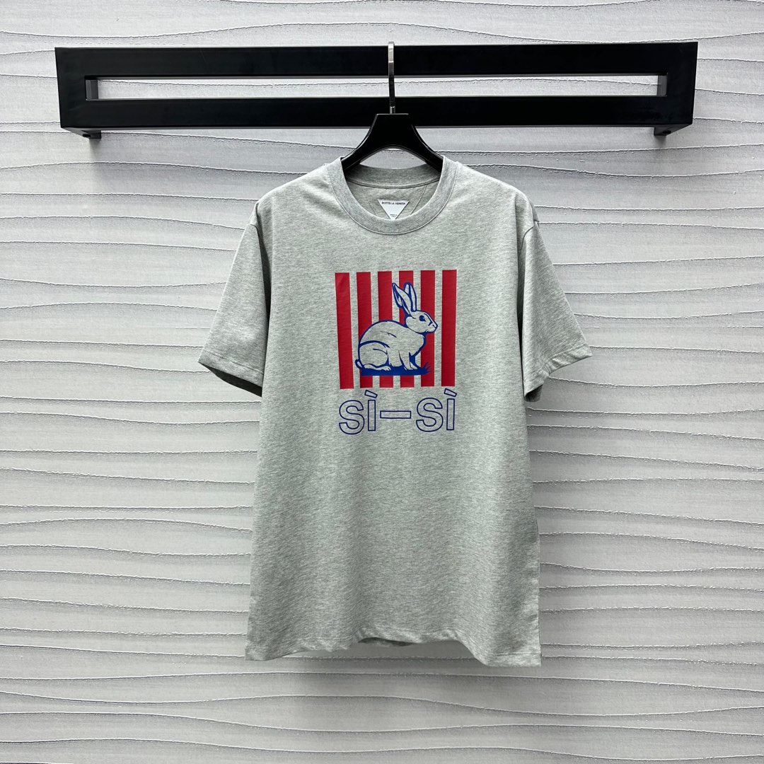 NO:325549,BV*2025 new product is on the shelves of printed rabbit letters customized YB imported cotton material, breathable and comfortable, full texture, use craftsmanship to restore clear prints, outline letter logos and cartoon rabbit patterns, highlight the brand tone Loose round neck short-sleeved T-shirt tailoring to create a personalized style, single wear inner wear is brilliant and fashionable, high version 2 colors, bottega veneta, T-shirt,tees, t-shirt, alexander wang19860909BV*2025新品上架印花兔子字母定制YB进口全棉材质 透气舒适 质感十足 沿用工艺还原清晰印花 勾勒出字母徽标和卡通兔子图案 彰显品牌调性 宽松圆领短袖T恤剪裁 打造个性风格 单穿内搭出彩时髦  高版本2色,,bottega veneta,T-shirt,tees，t-shirt,alexander wang,Women's clothing