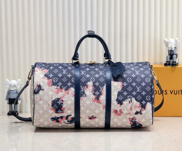 Louis Vuitton Keepall 50 Travel Bag: Taurillon Monogram Leather, Blue 1 Louis Vuitton Keepall 50 Travel Bag: Taurillon Monogram Leather, Blue