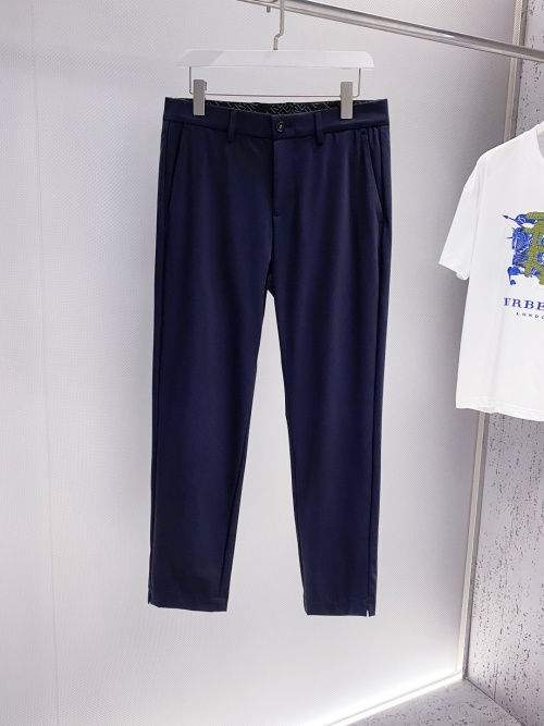Men's Slim-Fit Ankle-Length Dress Pants with Embossed Logo - Casual Comfort