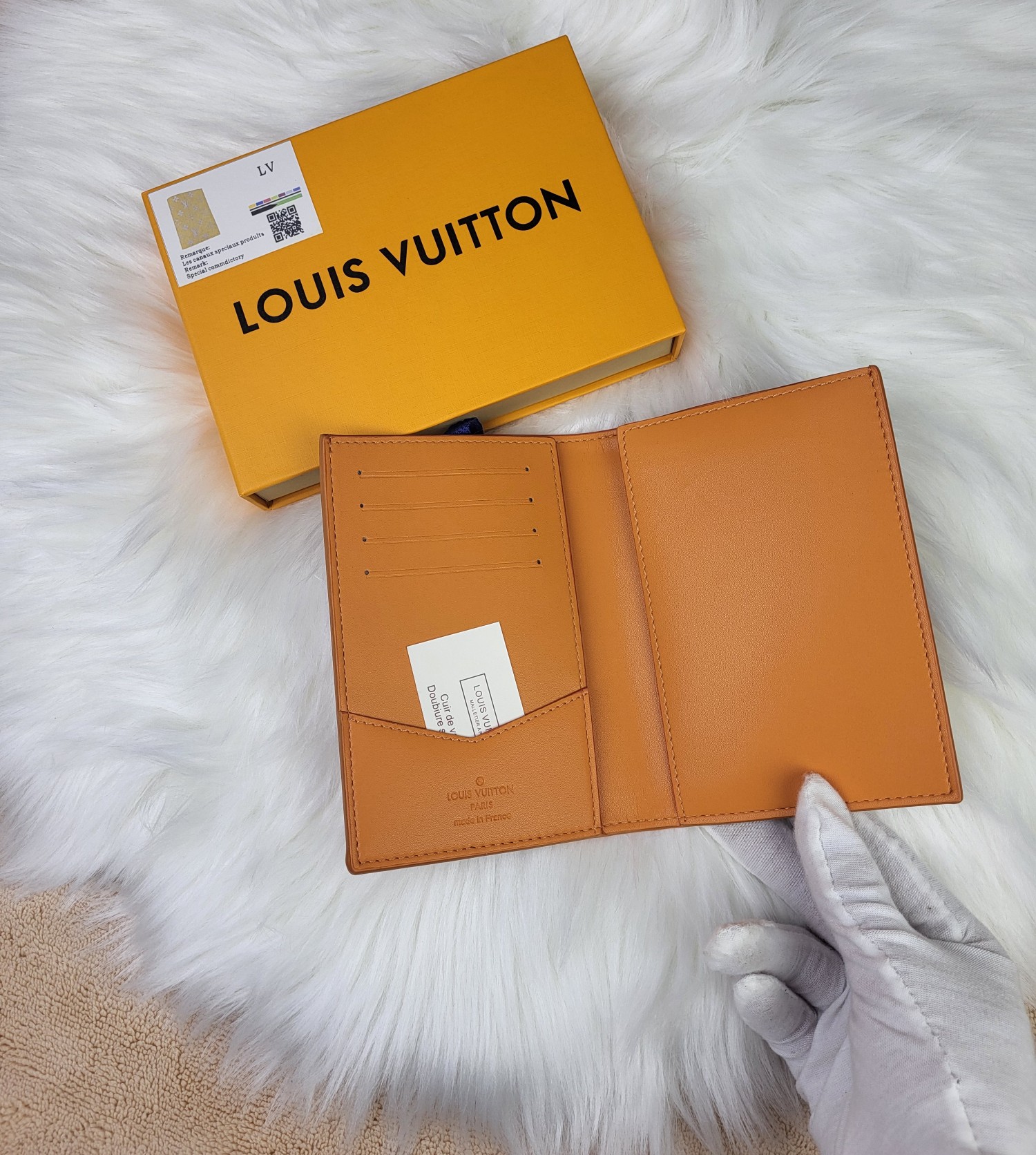 Passport cover open revealing interior