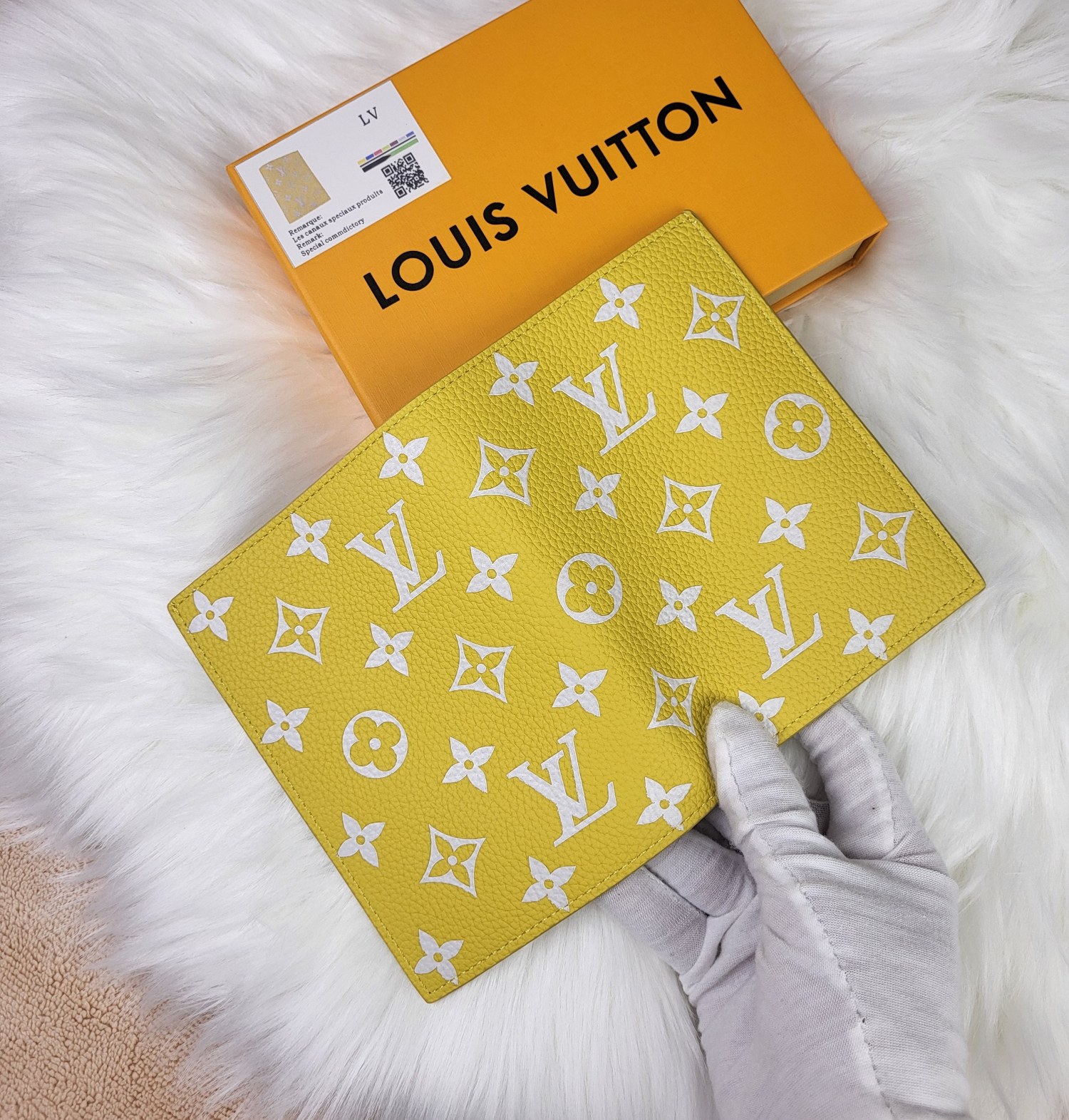 Close-up of the leather texture of the passport wallet