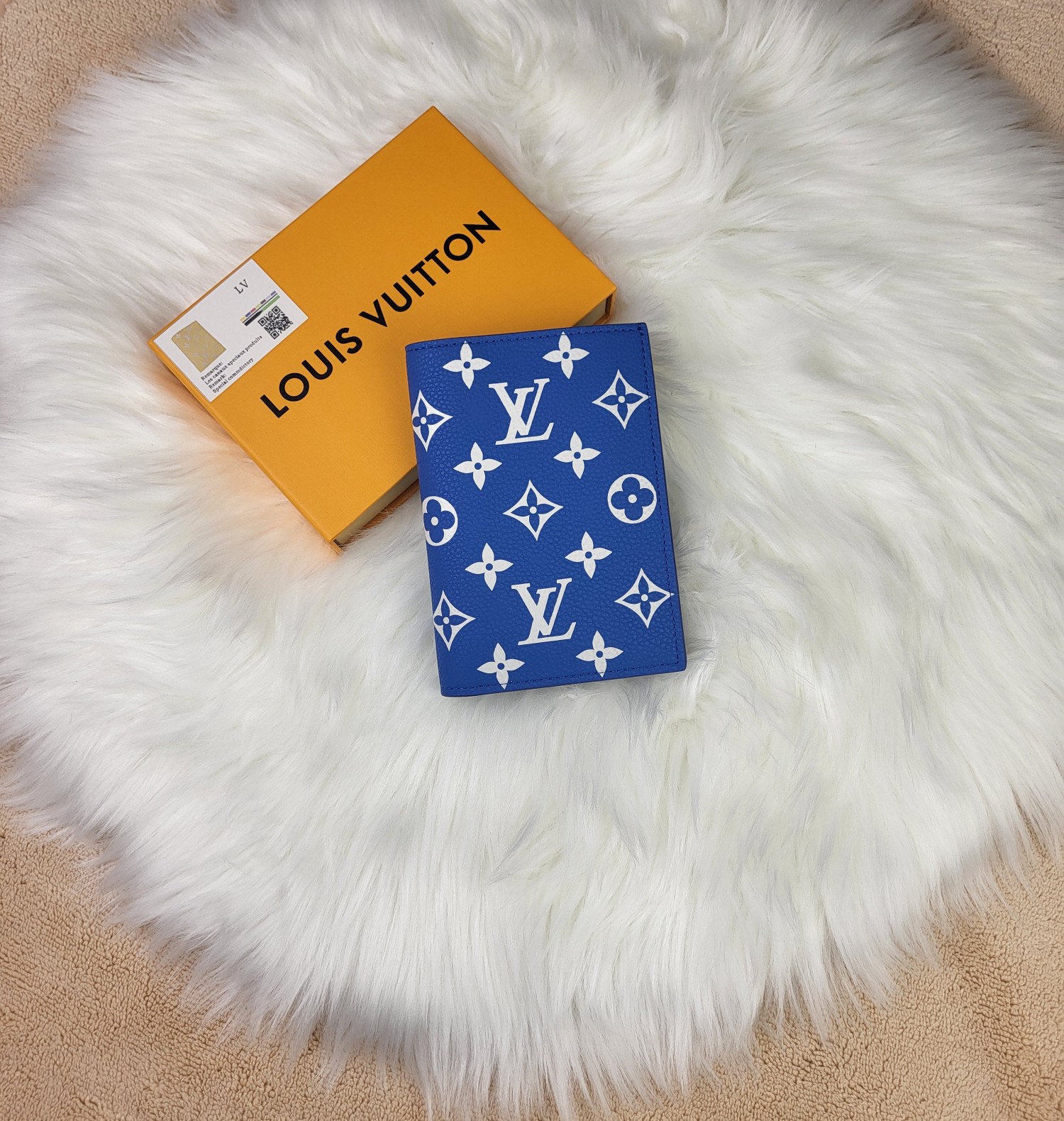 Leather passport holder in [color] front view
