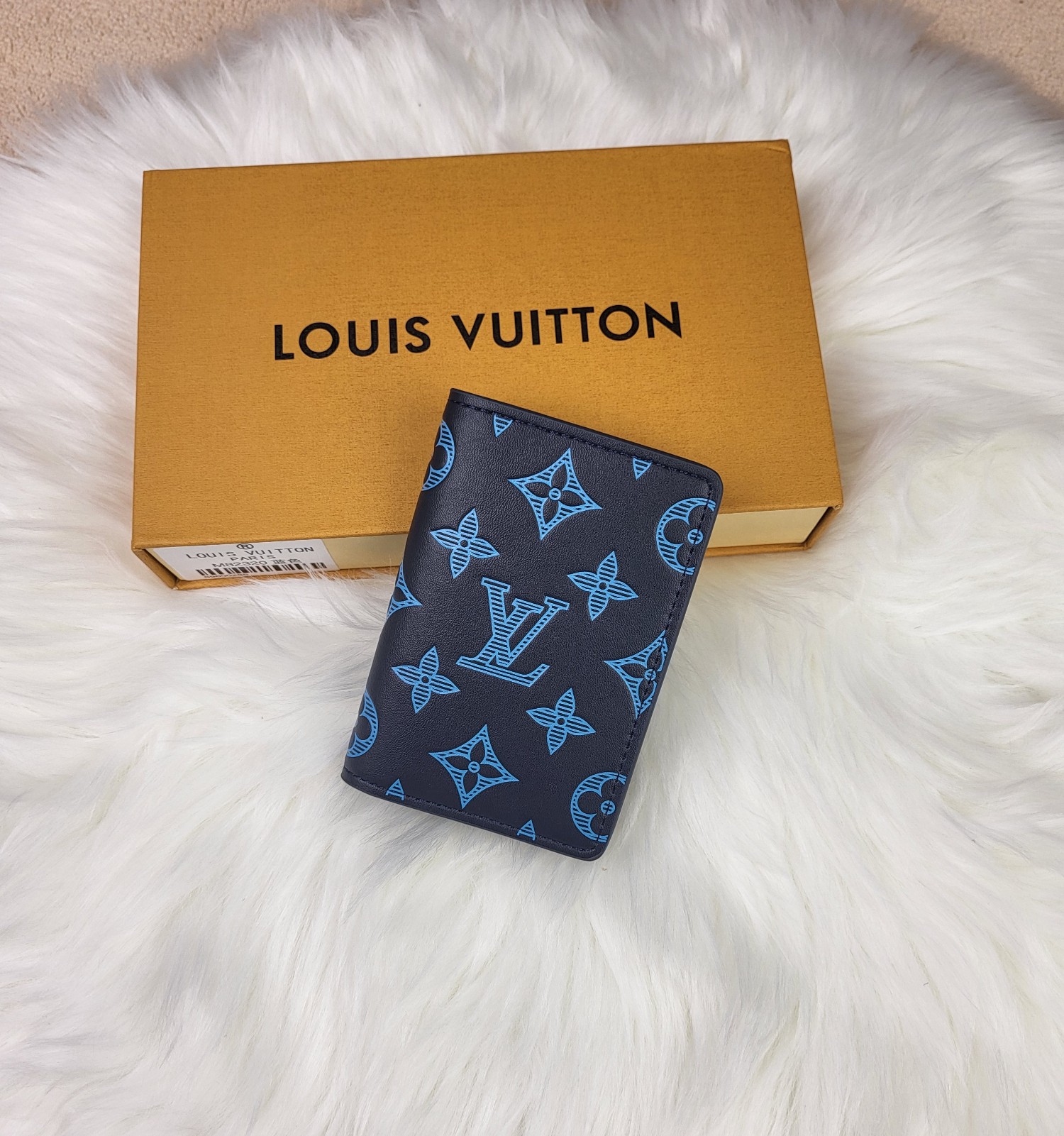 Front view of a premium leather card holder
