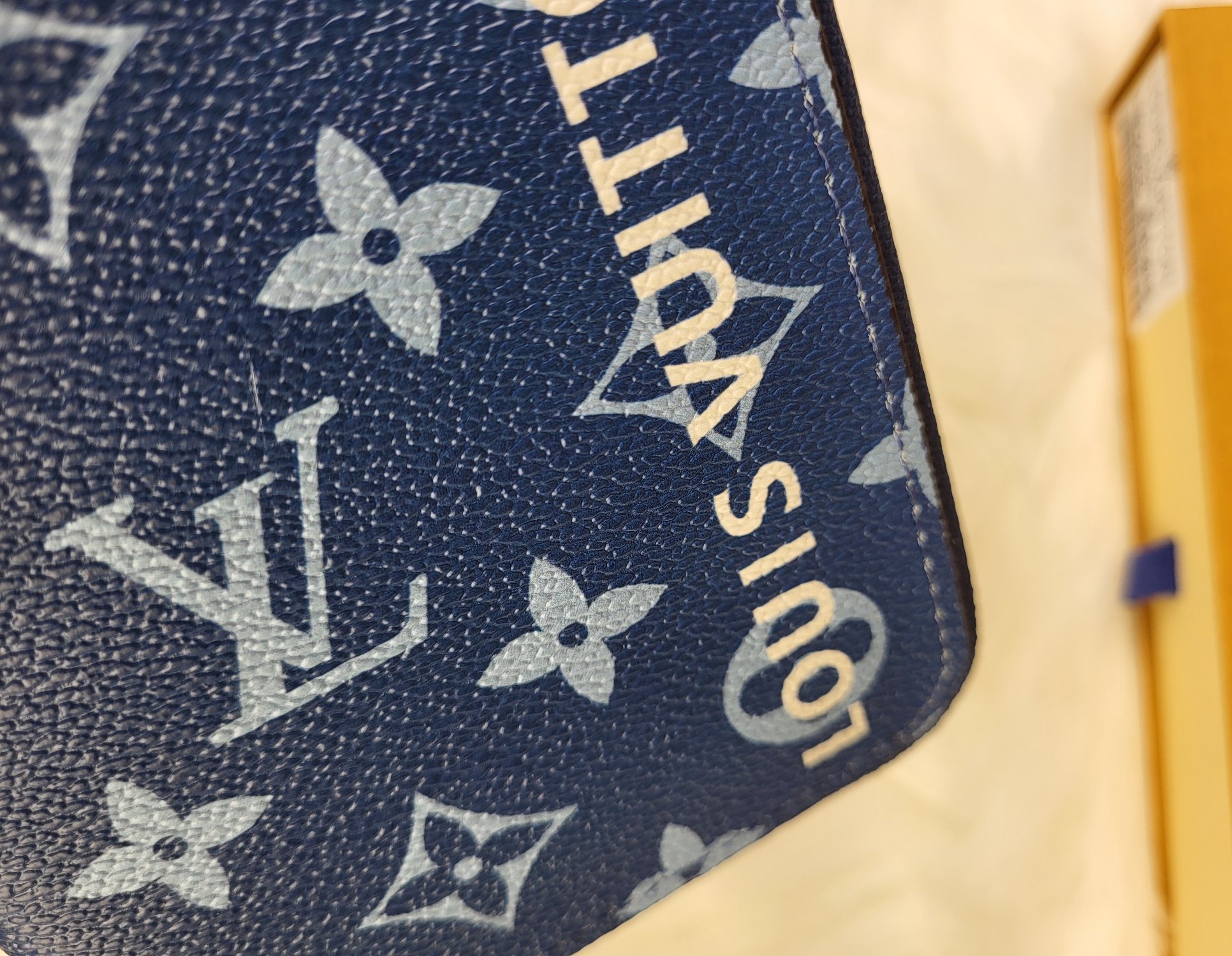 Close-up of the card slots within the elegant leather long wallet