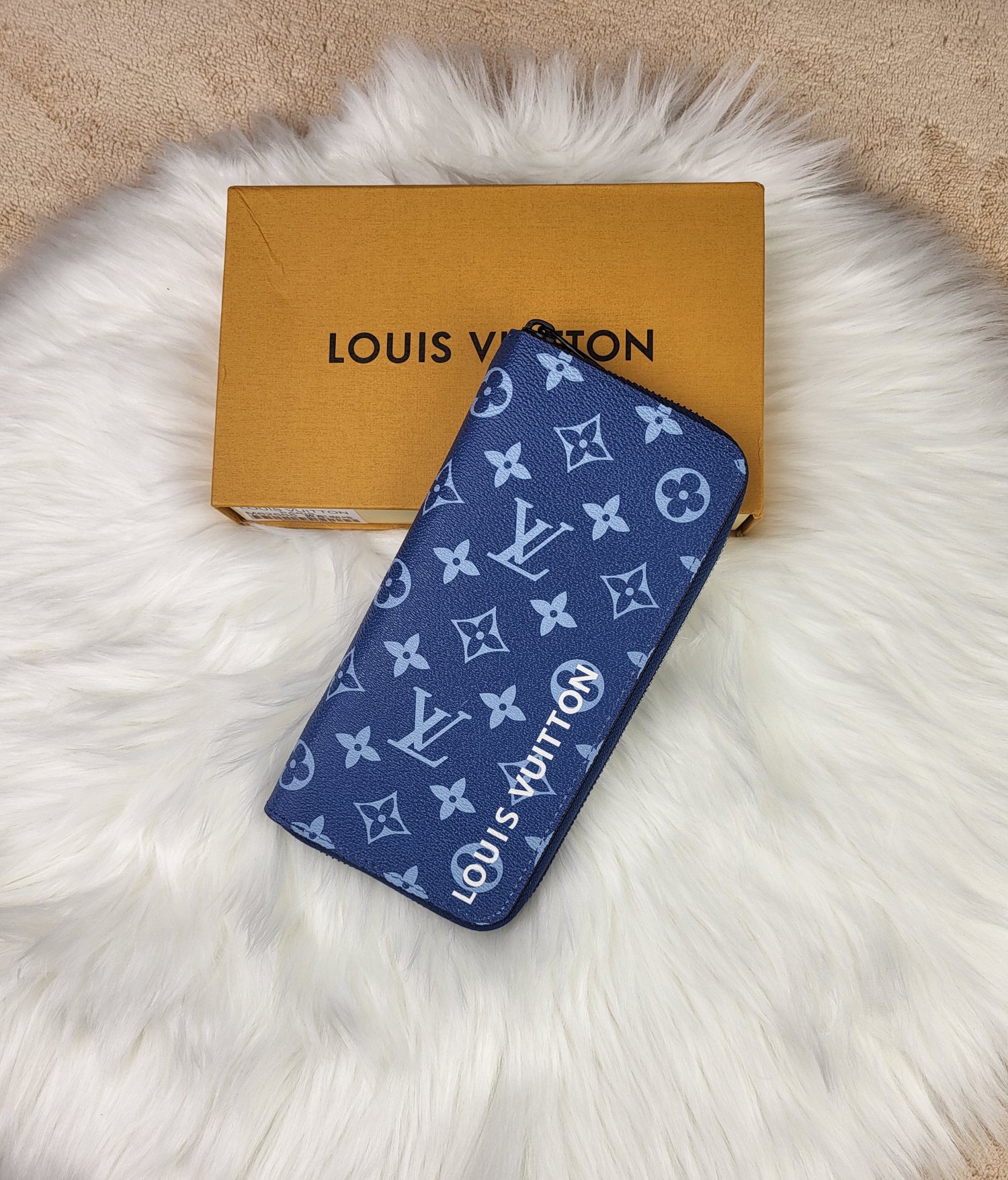 Elegant leather long wallet held in hand