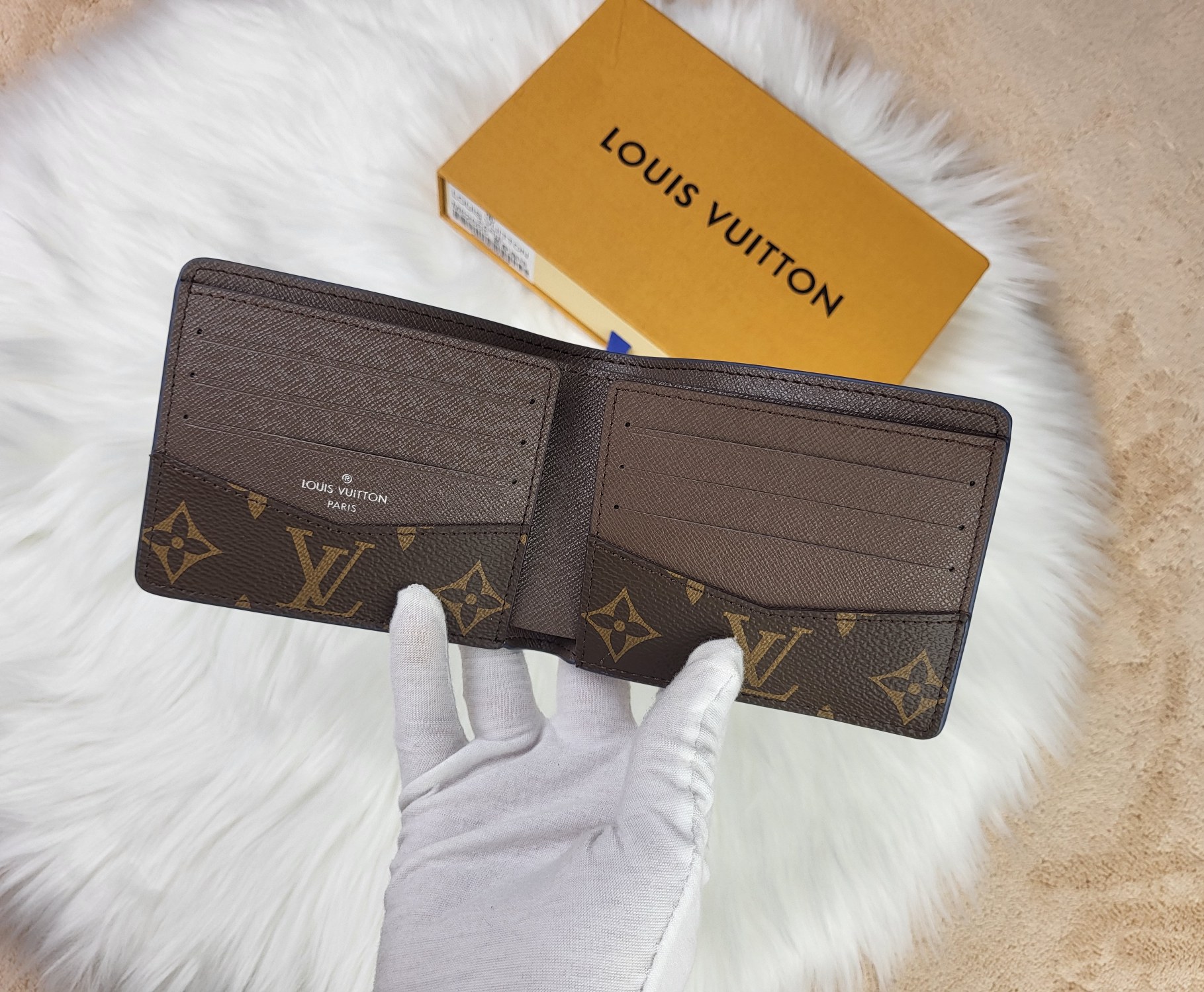 Leather wallet interior details