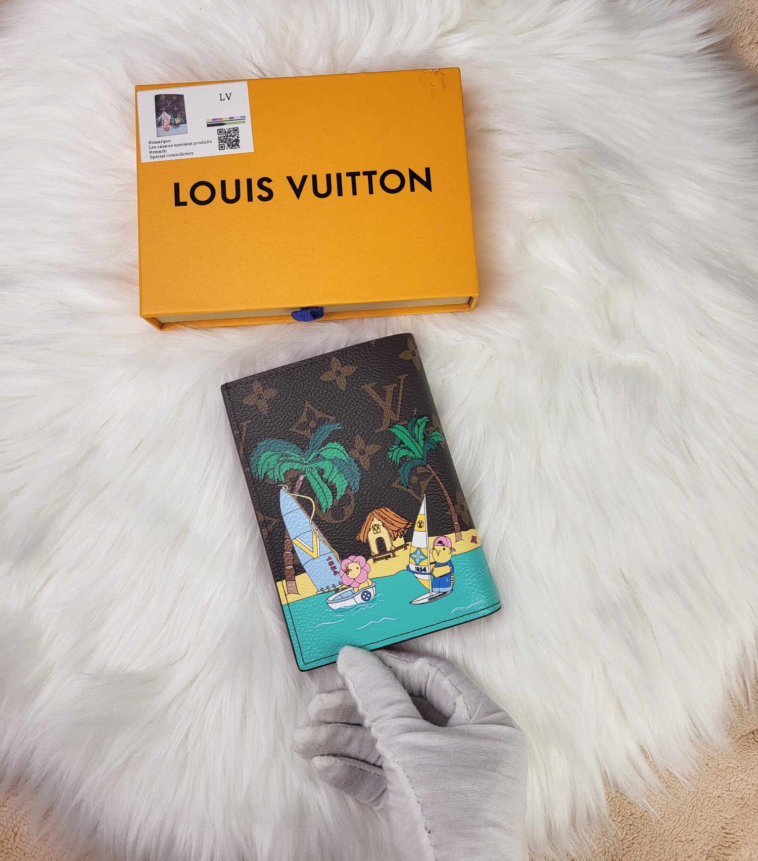 Open passport holder revealing interior details