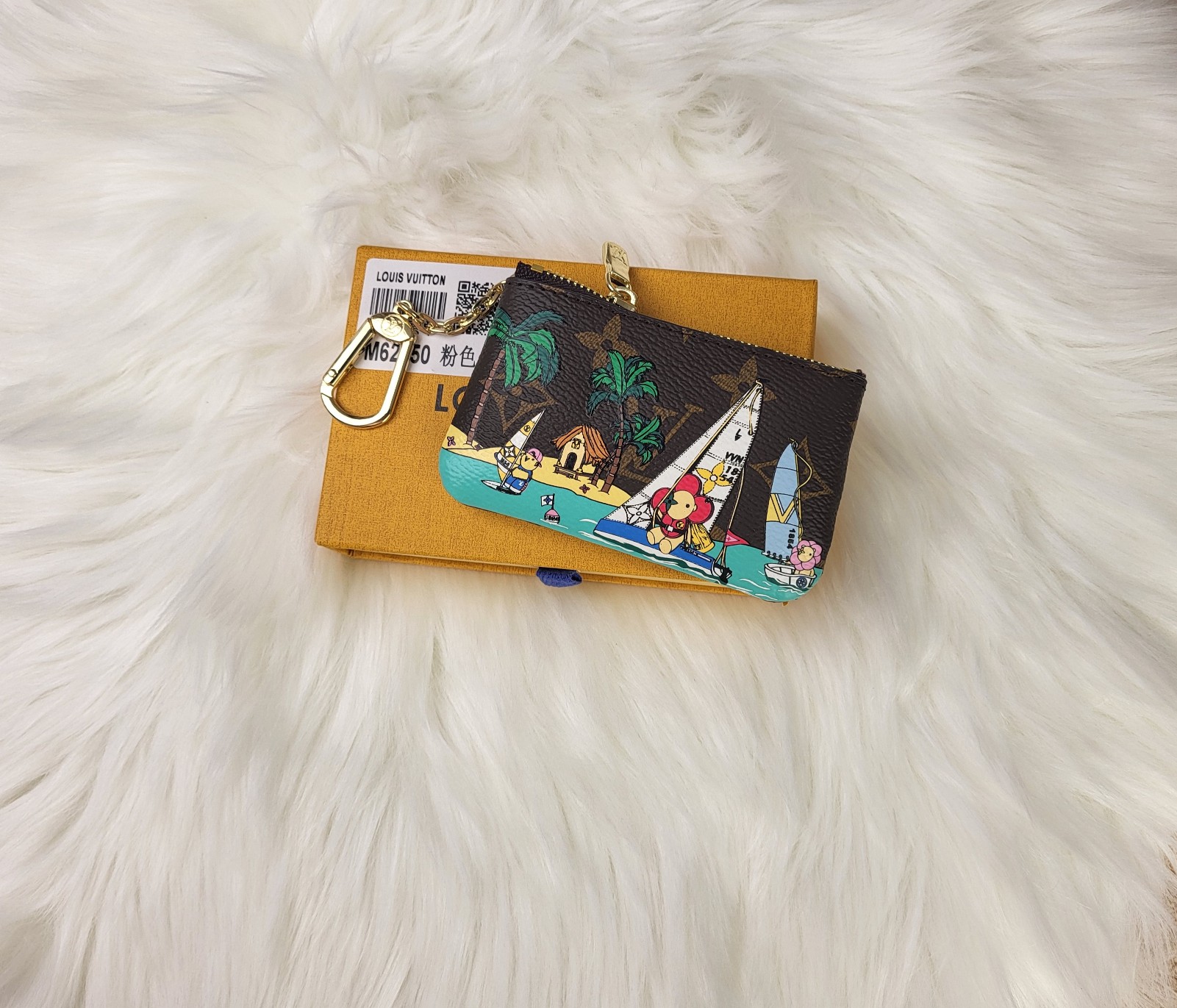 Genuine leather card case open with cards