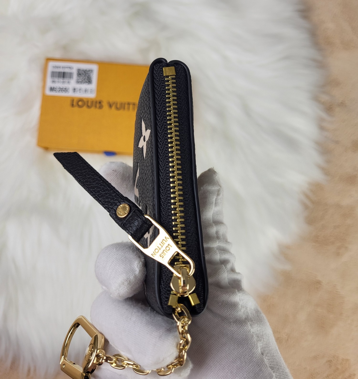 Luxury leather card holder texture close up