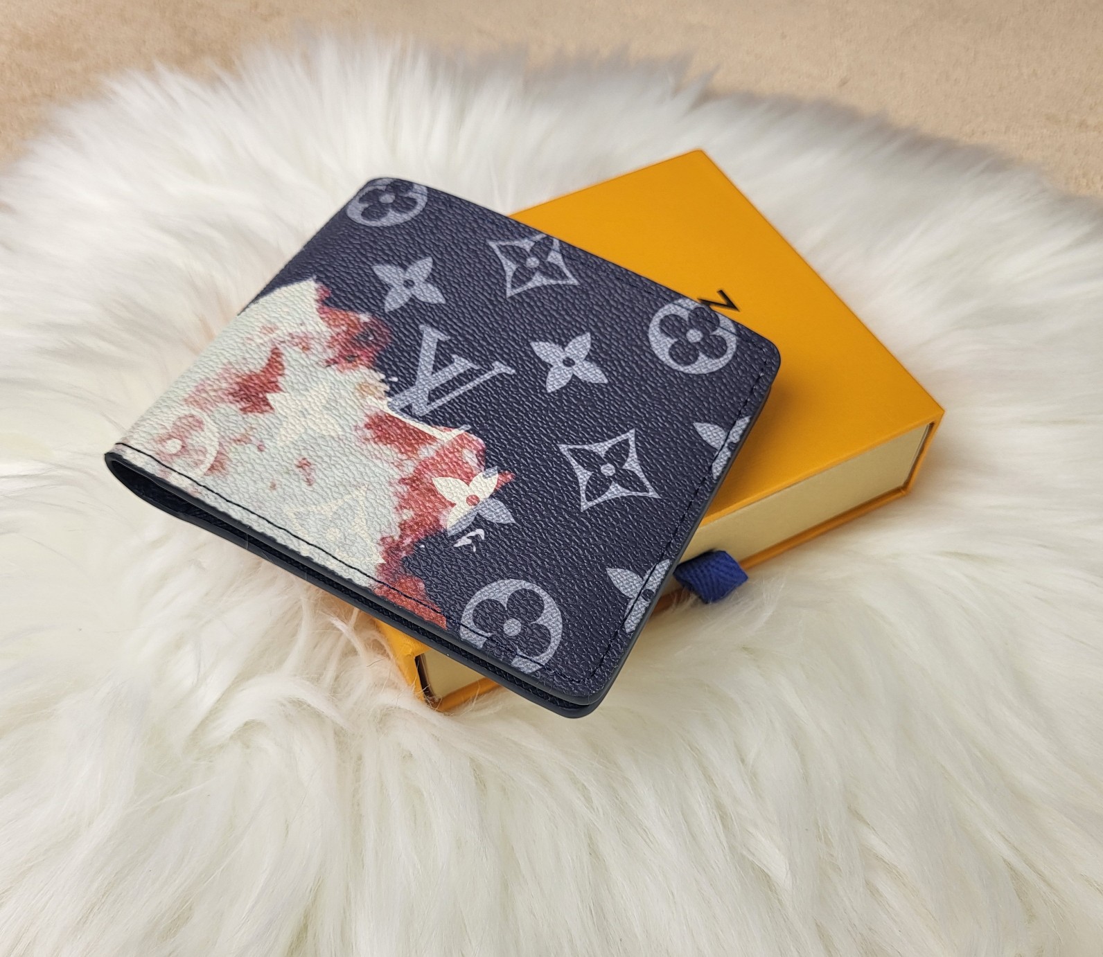 Close-up of leather grain on a bifold wallet