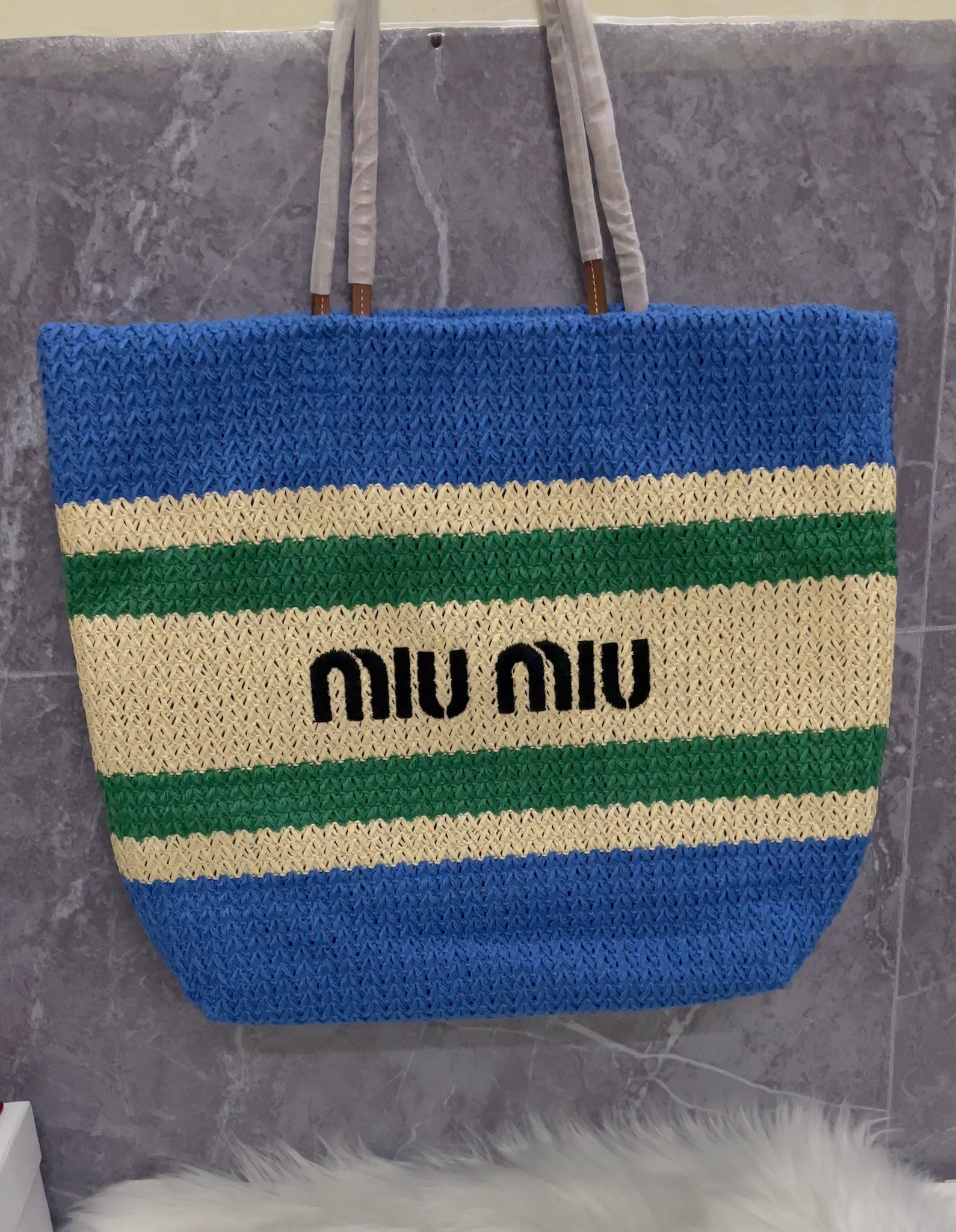MiuMiu Handbags Tote Bags Weave Straw Woven