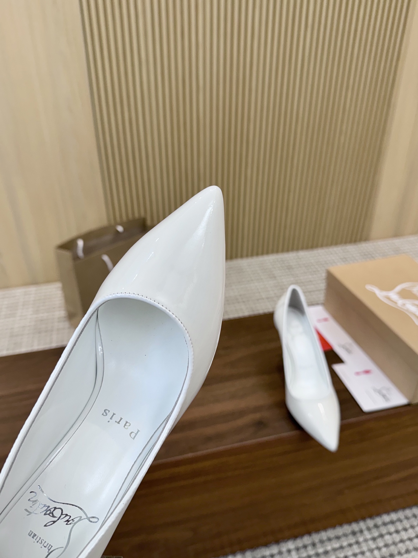 Christian Louboutin White Leather Pointed-Toe Heels, Lacquered Finish 8 i1740487042513 2524 0 7