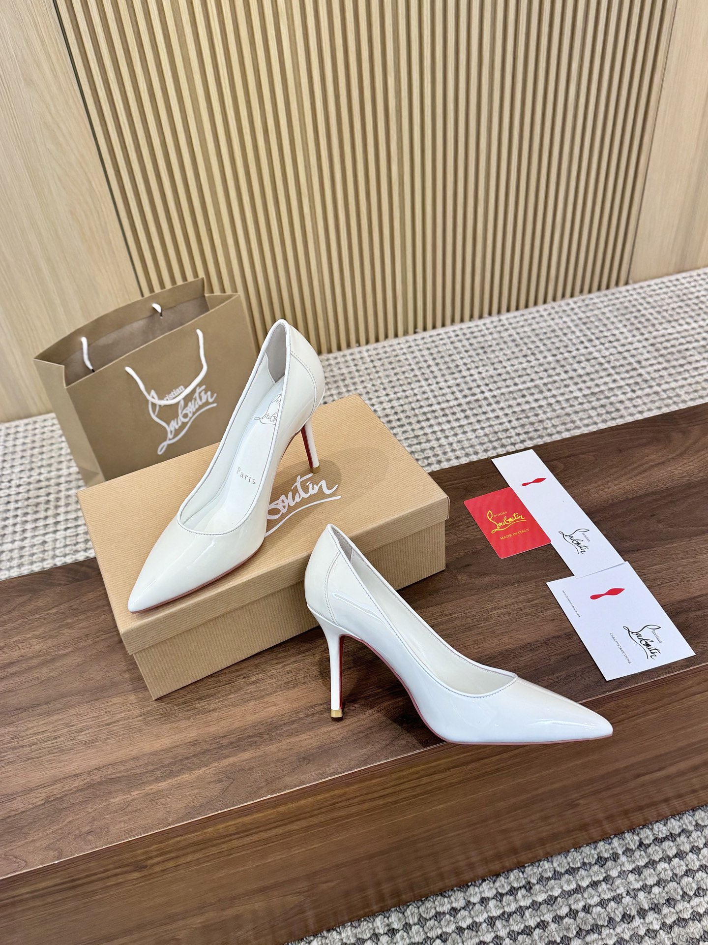 Christian Louboutin White Leather Pointed-Toe Heels, Lacquered Finish 4 i1740487042518 8558 0 2