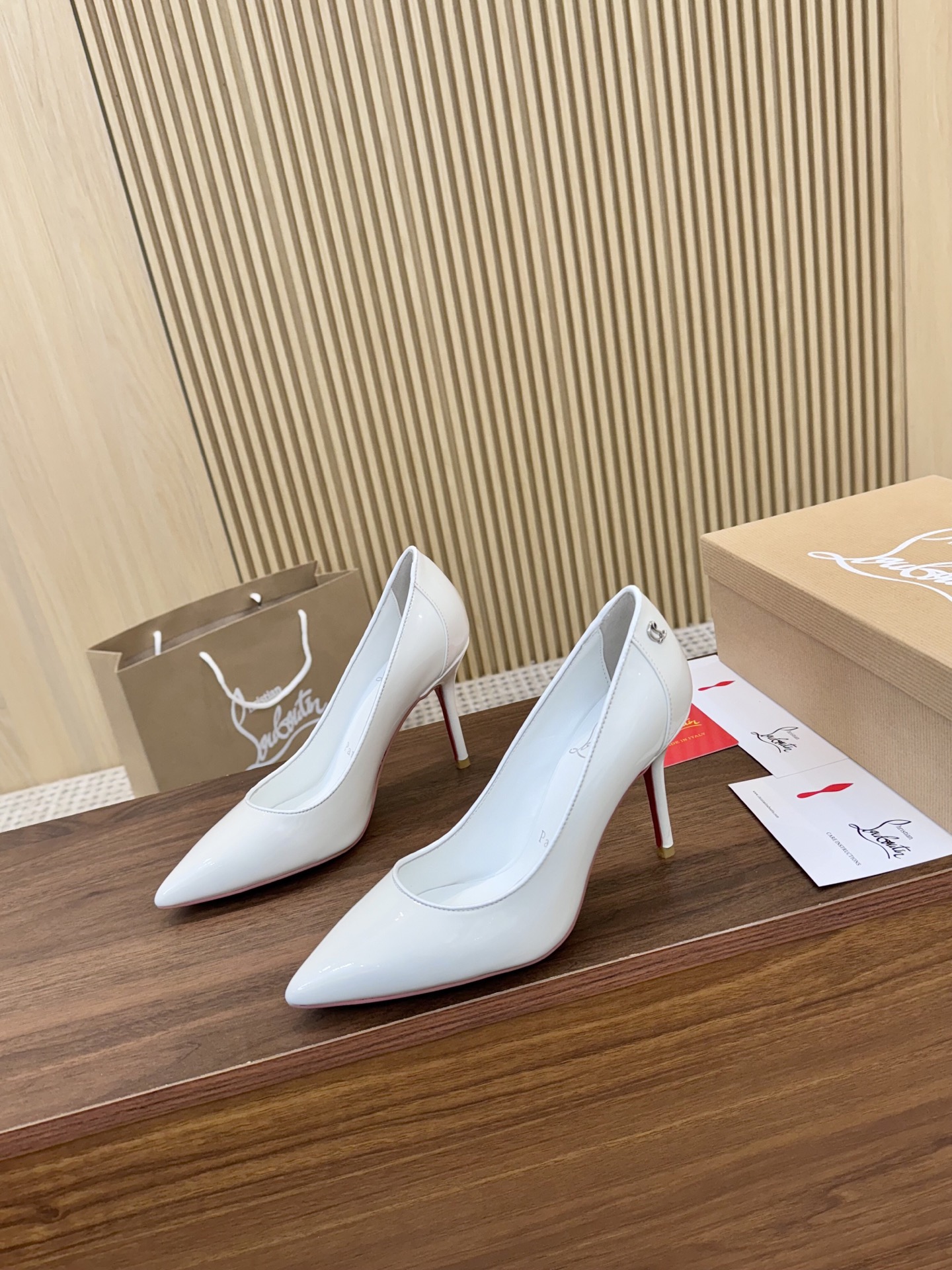 Christian Louboutin White Leather Pointed-Toe Heels, Lacquered Finish 6 i1740487047067 5653 0 4
