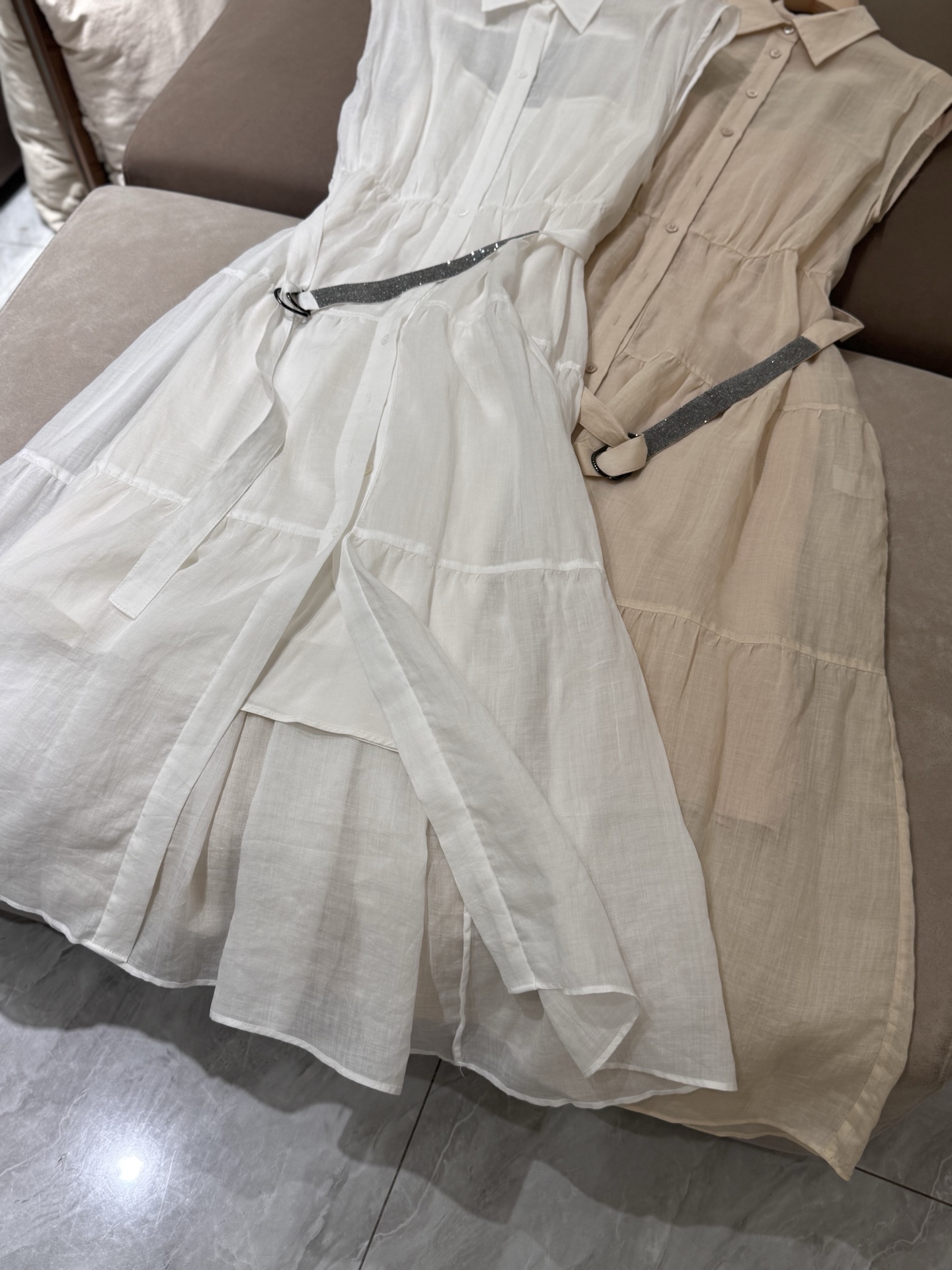 Elegant BC Linen Midi Dress with Belt - Available in White and Beige 5 i1750930025678 1905 0 3