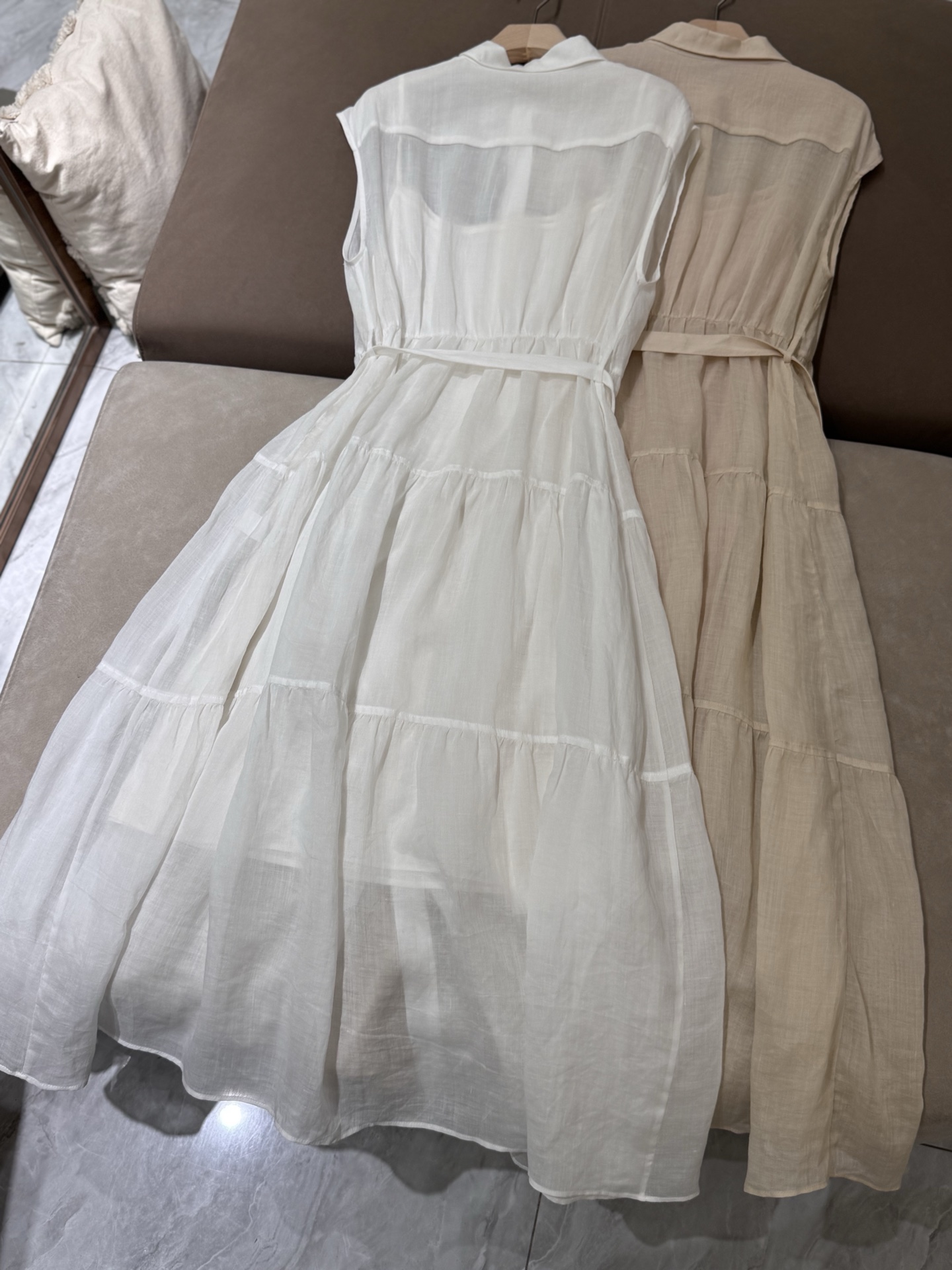 Elegant BC Linen Midi Dress with Belt - Available in White and Beige 3 i1750930025685 9839 0 1
