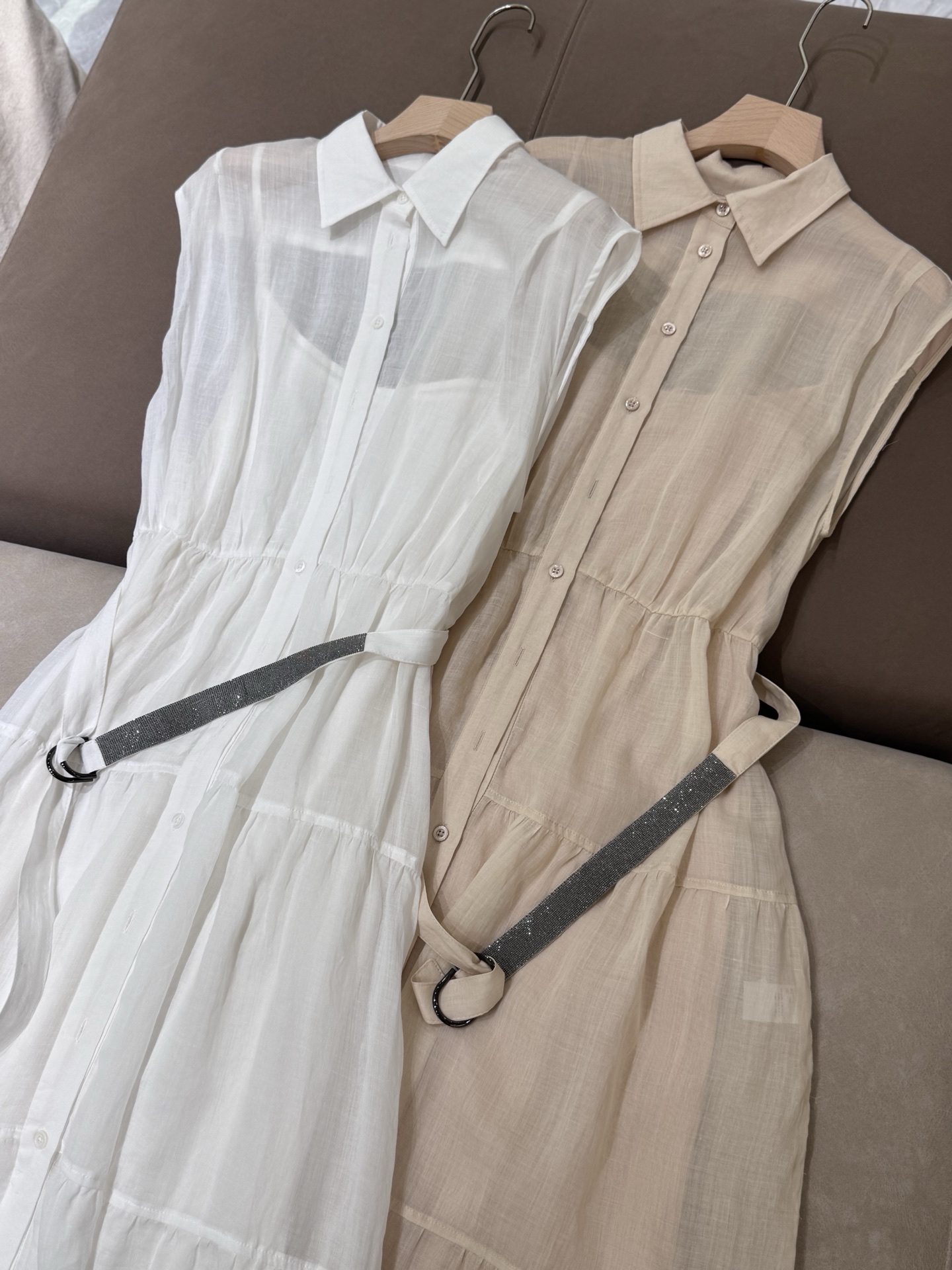 Elegant BC Linen Midi Dress with Belt - Available in White and Beige 4 i1750930025766 259 0 2