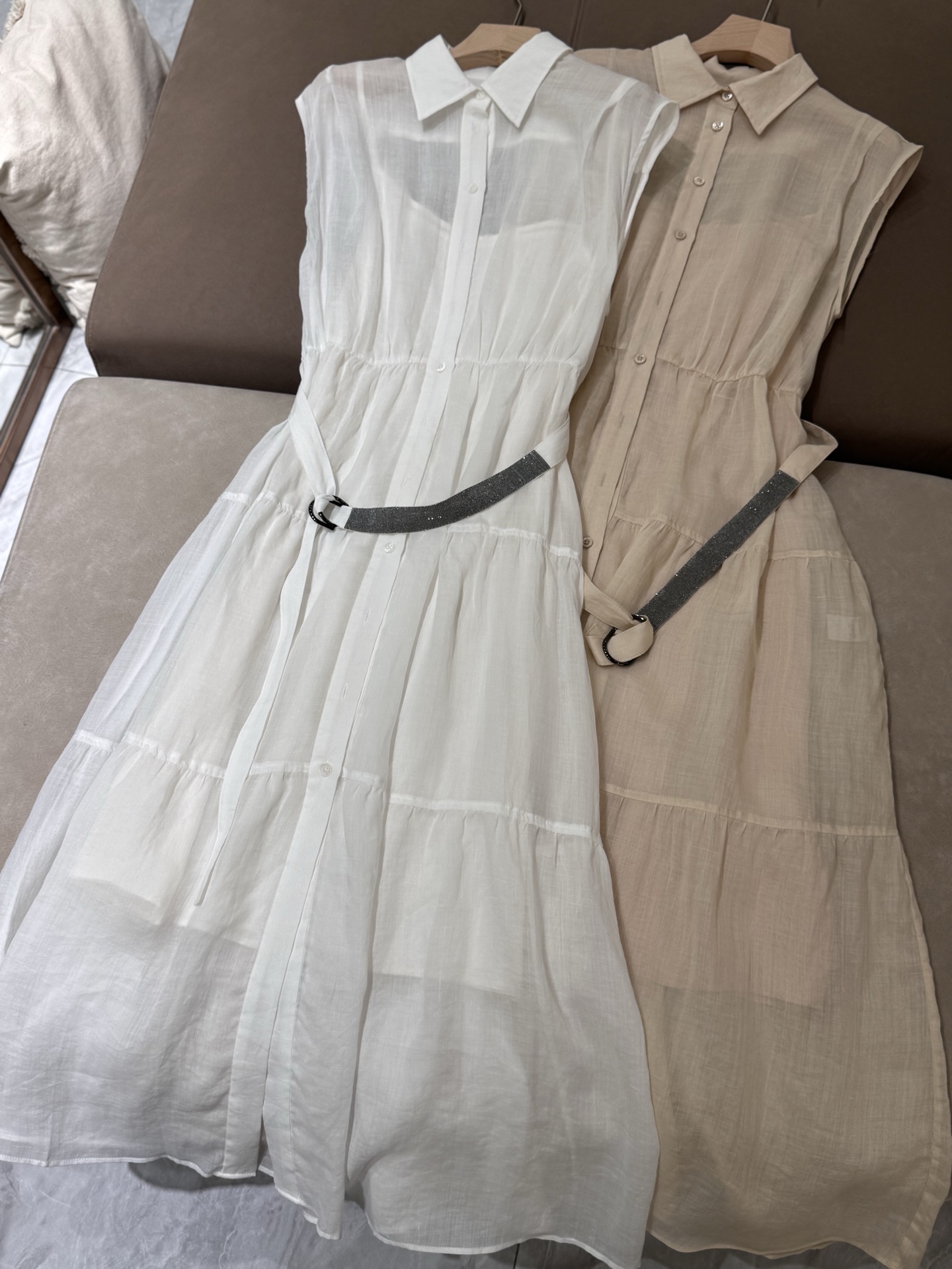 Elegant BC Linen Midi Dress with Belt - Available in White and Beige 2 i1750930027301 966 0 0