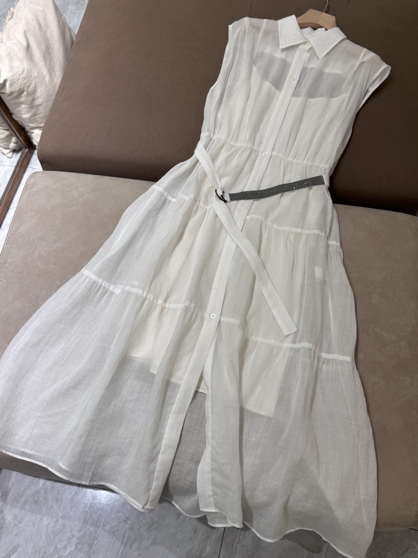 Elegant BC Linen Midi Dress with Belt - Available in White and Beige 7 i1750930027312 8596 0 5