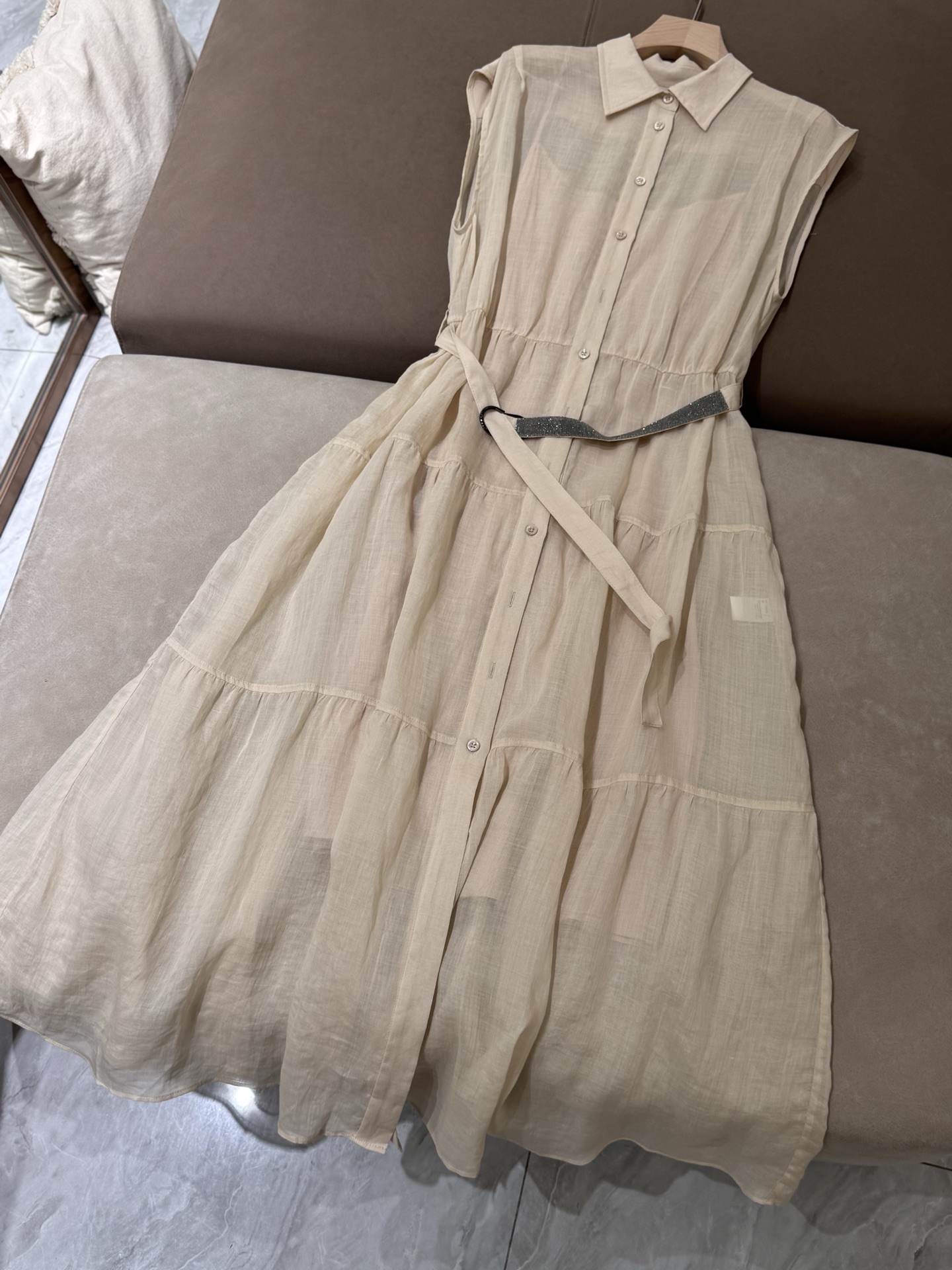 Elegant BC Linen Midi Dress with Belt - Available in White and Beige 9 i1750930027423 3507 0 6