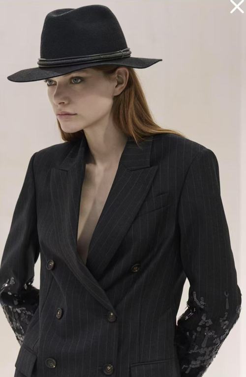 Elegant Women's Striped Wool Blazer, High-Quality Designer Style 1 Elegant Women's Striped Wool Blazer, High-Quality Designer Style