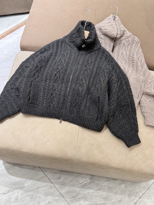 Cable Knit Wool Blend Zip-Up Cardigan, Long Sleeve, Turtleneck, Cropped Length 1 Cable Knit Wool Blend Zip-Up Cardigan, Long Sleeve, Turtleneck, Cropped Length