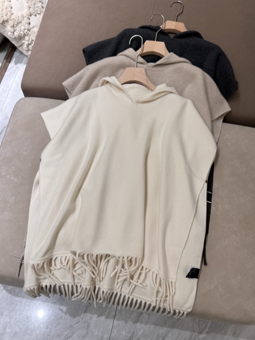 Stylish Women's Hooded Cashmere Cape with Fringe Detail - Available in Three Colors 1 Stylish Women's Hooded Cashmere Cape with Fringe Detail - Available in Three Colors