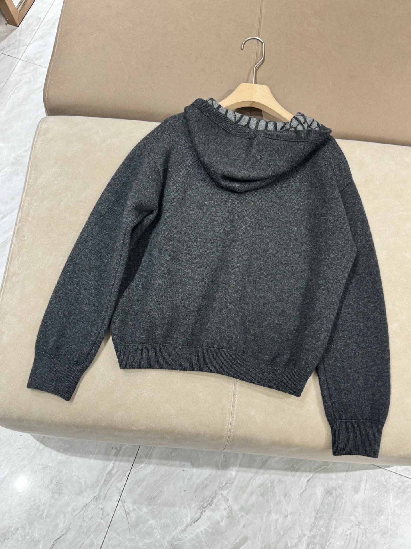 Women's Double-Faced Knitted Hooded Zip Cashmere Cardigan - Dark Grey 3 i1756546828104 7553 0 1