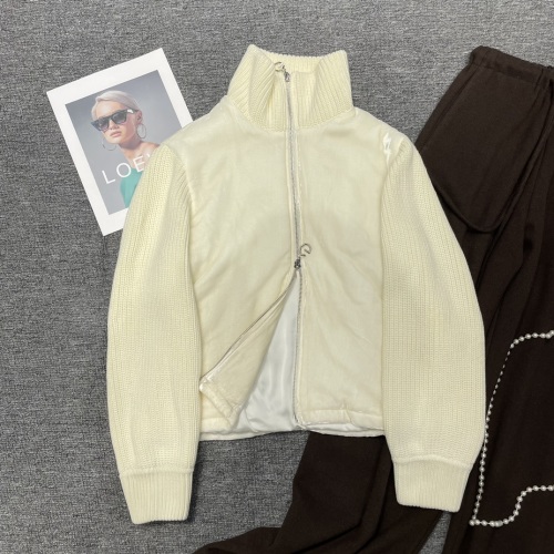 Stylish Knitted Sleeve Cotton Jacket - Unique Double Zipper Design 1 Stylish Knitted Sleeve Cotton Jacket - Unique Double Zipper Design