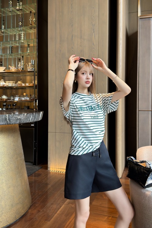 Dior Striped Logo Print Cotton T-Shirt Short Sleeve Summer 1 Dior Striped Logo Print Cotton T-Shirt Short Sleeve Summer