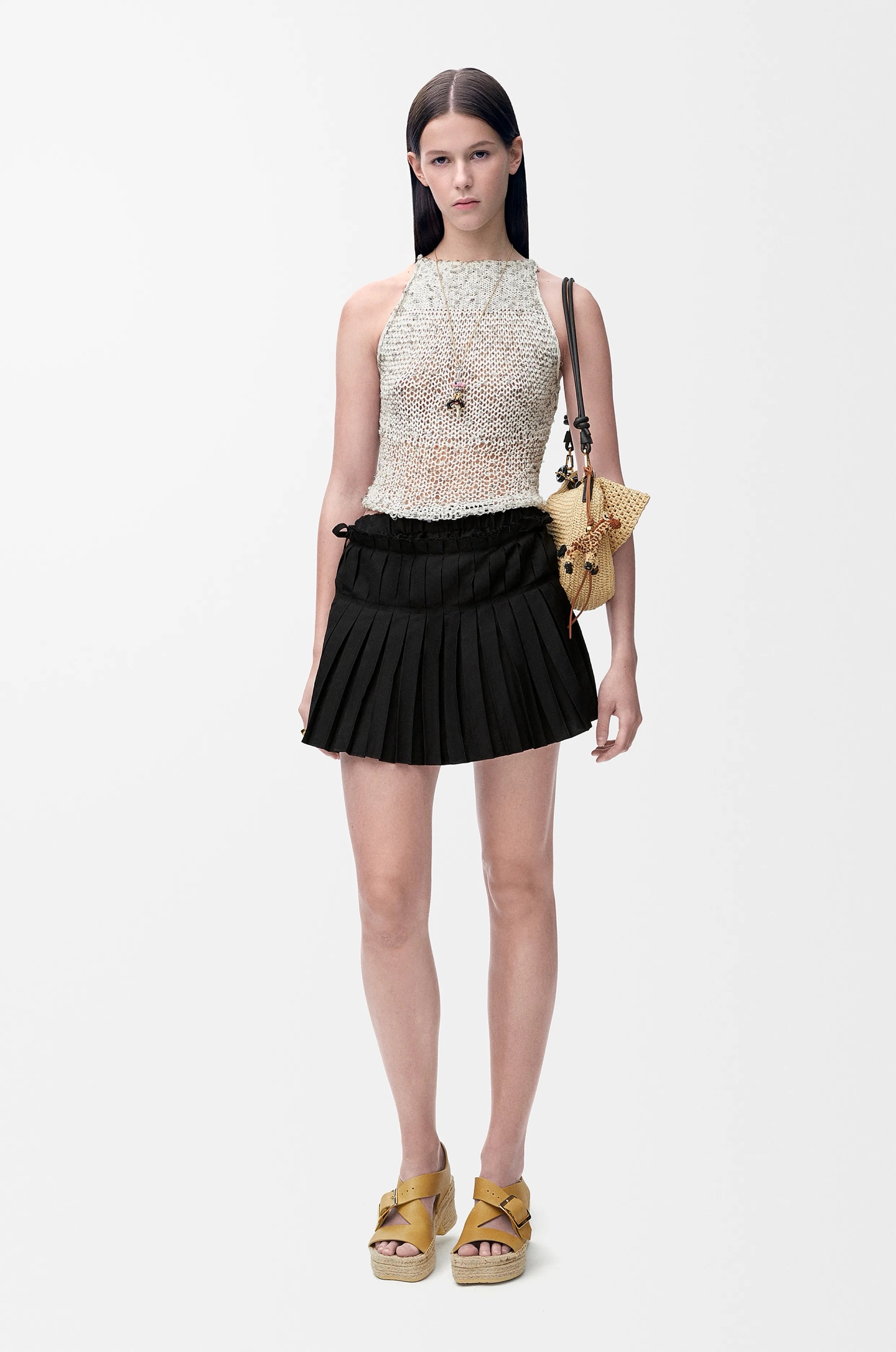Loewe Black Pleated Mini Skirt with Drawstring Detail - Chic & Flattering 2 i1746893647693 9389 0 1