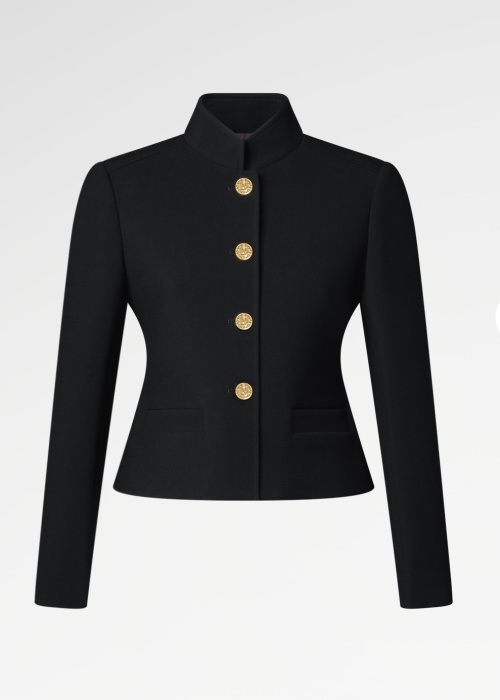 Elegant Wool Blend Stand Collar Blazer with Gold Buttons – Sophisticated Style 1 Elegant Wool Blend Stand Collar Blazer with Gold Buttons – Sophisticated Style