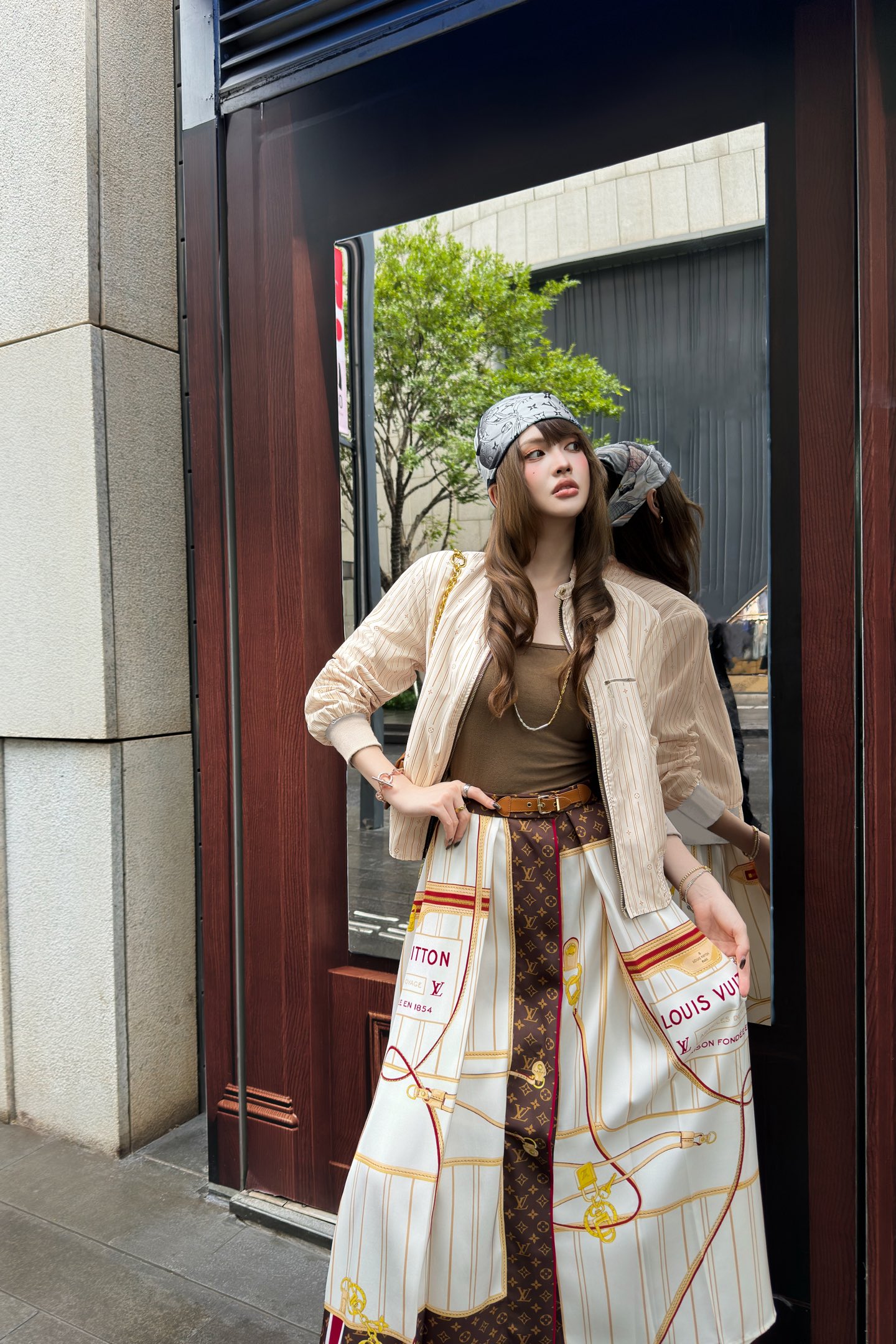 Louis Vuitton Reversible Zip-Up Jacket & Pleated Skirt Set, Autumn Collection 1 i1757263682253 810 0 0