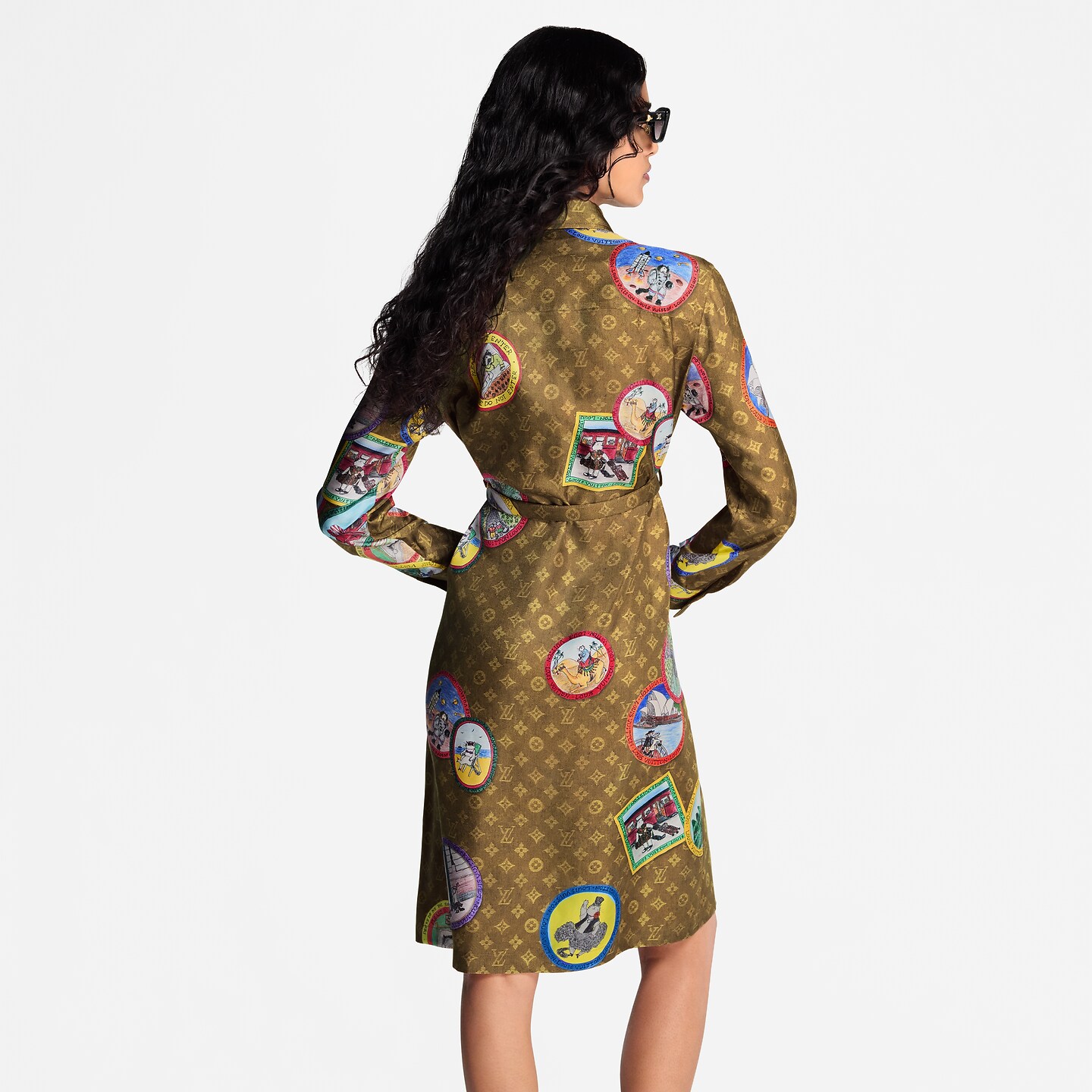 Louis Vuitton Women's Stamp Print Monogram Long Sleeve Shirt Dress with Belt 5 i1758808822496 6204 0 4