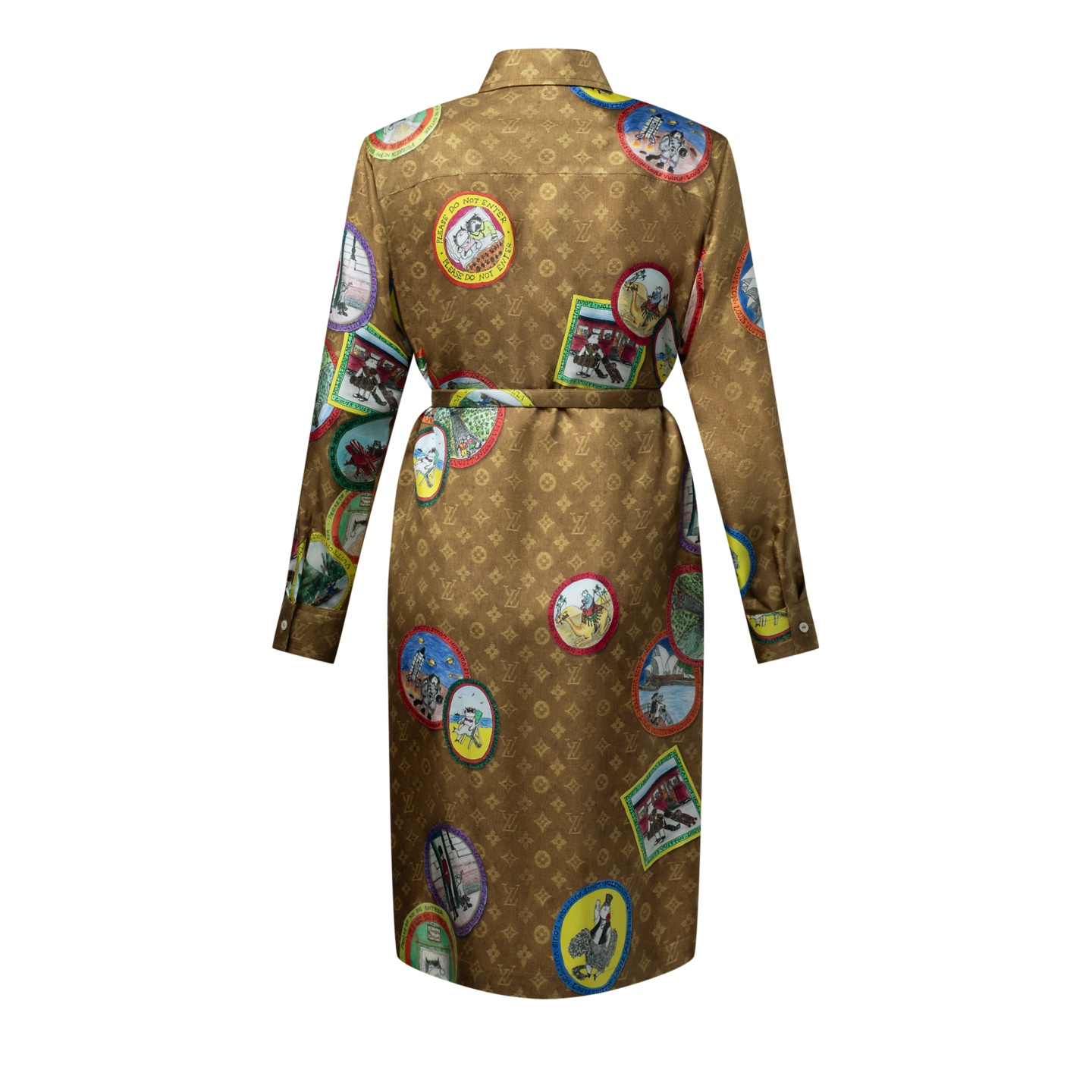 Louis Vuitton Women's Stamp Print Monogram Long Sleeve Shirt Dress with Belt 4 i1758808822603 9886 0 2