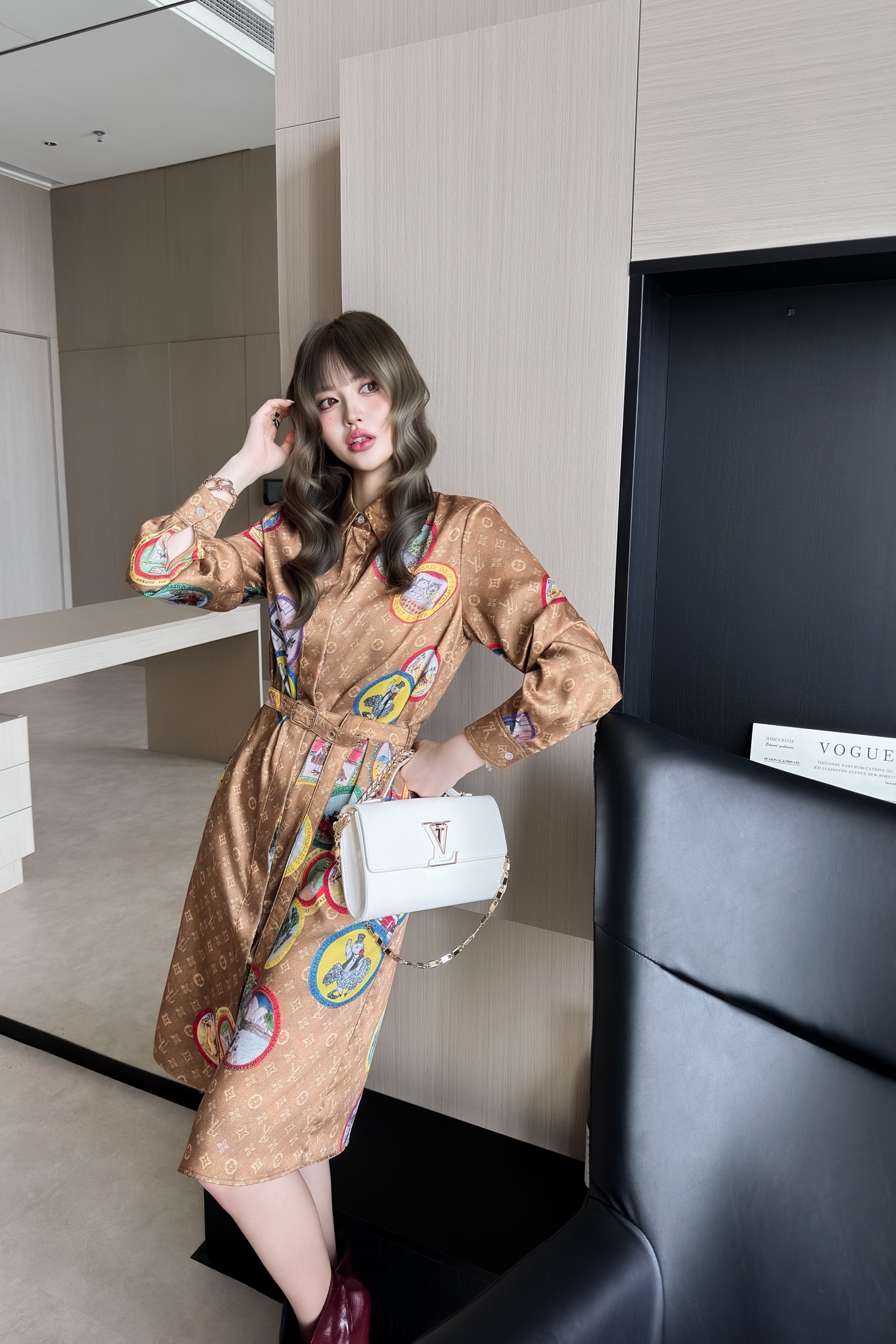 Louis Vuitton Cat Print Shirt Dress with Belt - Autumn/Winter Collection 3 i1758808916571 4941 0 2
