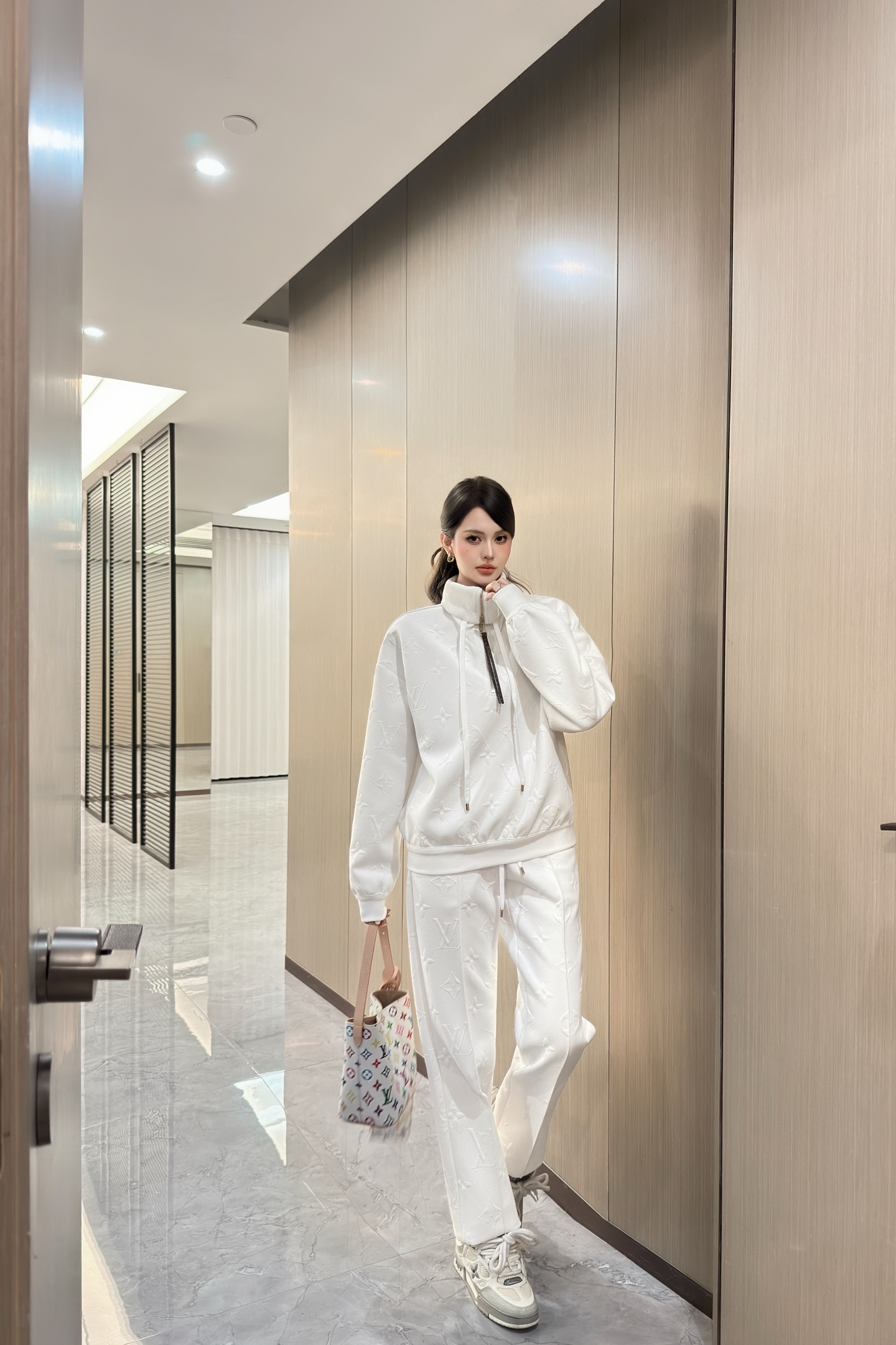 Louis Vuitton Women's White Monogram Embossed Tracksuit Set 8 i1758810833664 1520 0 7