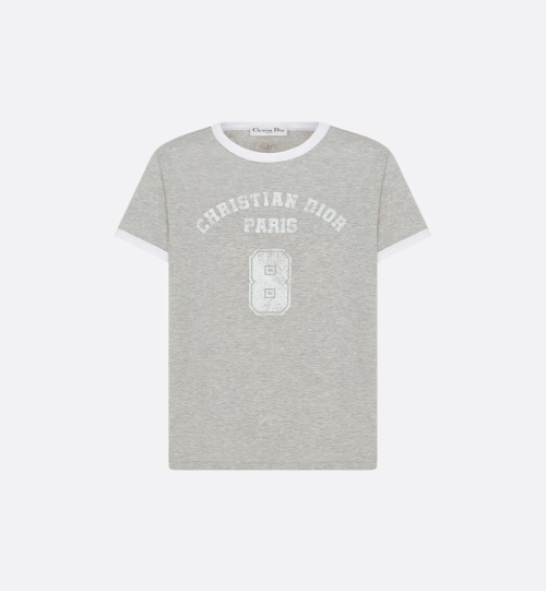 Christian Dior Paris Women's Gray Cotton Number 8 Logo T-Shirt 1 Christian Dior Paris Women's Gray Cotton Number 8 Logo T-Shirt