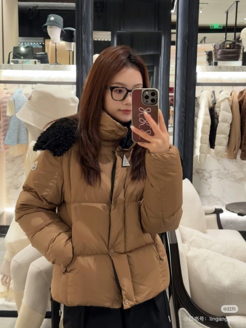 Moncler Women's Lambswool Hooded Down Puffer Jacket, Stylish and Warm 1 Moncler Women's Lambswool Hooded Down Puffer Jacket, Stylish and Warm