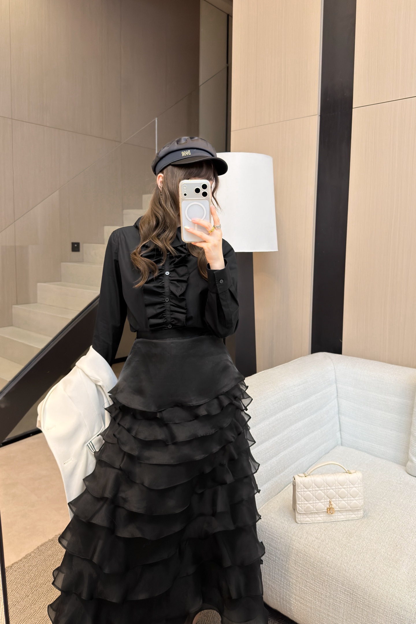 Dior High Waist Long Cake Skirt - Sweet & Slimming A-Line Design