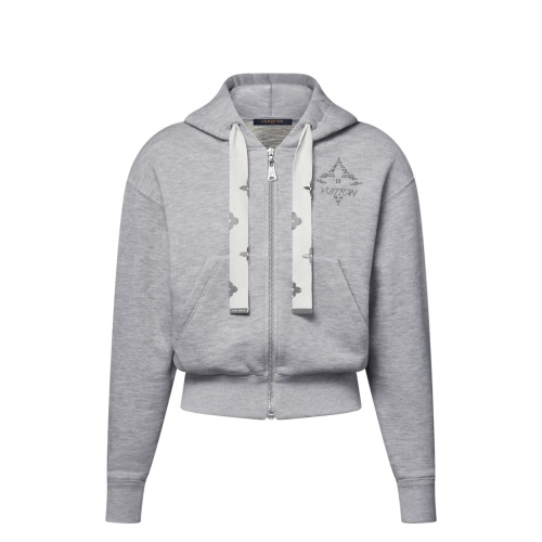 Louis Vuitton Women's Grey Zip-Up Hoodie with Logo Drawstrings - Fall/Winter Collection 15 Louis Vuitton Women's Grey Zip-Up Hoodie with Logo Drawstrings - Fall/Winter Collection