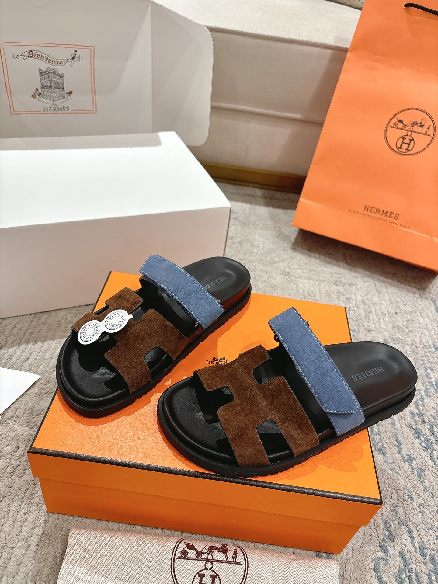 女款 男款➕10Herme*▪️Chypre二舅拖爆款系列 闺蜜夏天必备穿搭🔥非市面垃圾版本.顶级牛皮面