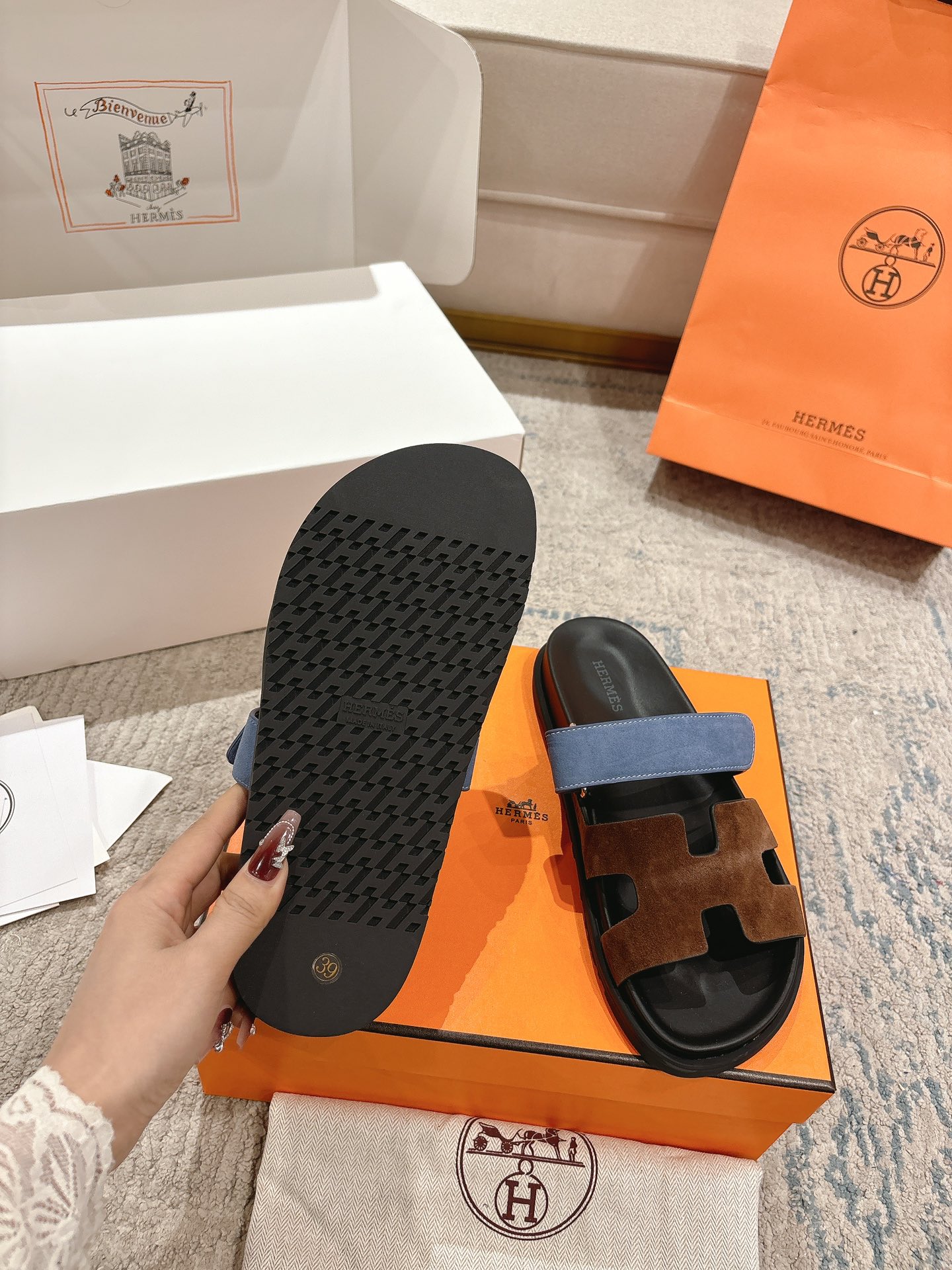 女款 男款➕10Herme*▪️Chypre二舅拖爆款系列 闺蜜夏天必备穿搭🔥非市面垃圾版本.顶级牛皮面