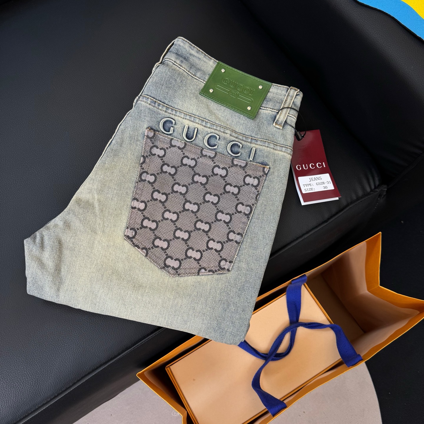 Número de modelo: D265 GUCCI 25 primavera/verano nuevos vaqueros pitillo de corte recto con letras estampadas y lavado …