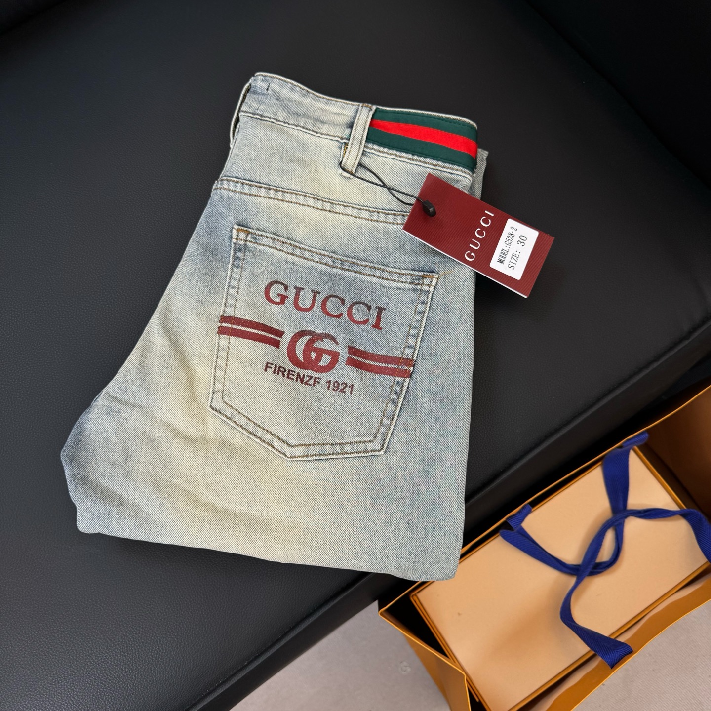 Número de modelo: D270 GUCCI 25 primavera/verano nuevos vaqueros pitillo de corte recto con letras estampadas y lavado …