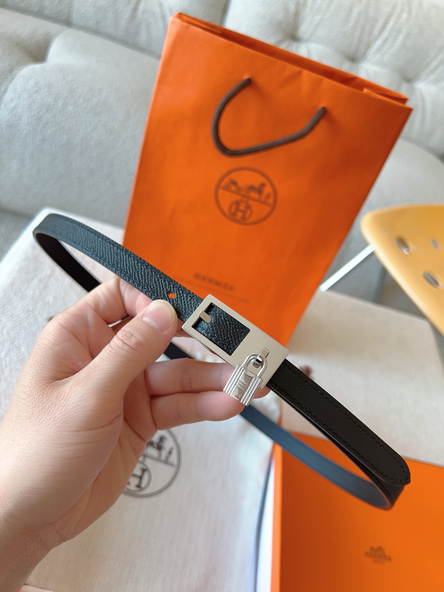 Hermes Swift & Epsom Leather Belt with Lucky Padlock Buckle - 1.5cm Width 3 i1737010666140 7741 0 2